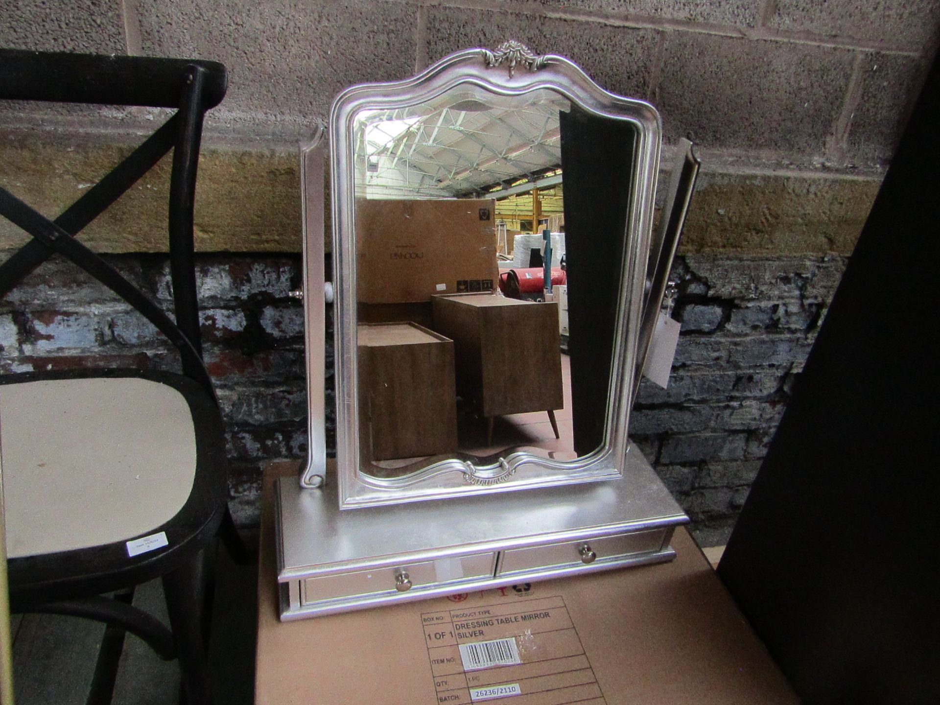 1 x Moot Group Gallery Direct Chic Dressing Table Mirror Silver RRP £238.00 SKU MOO-DIR-