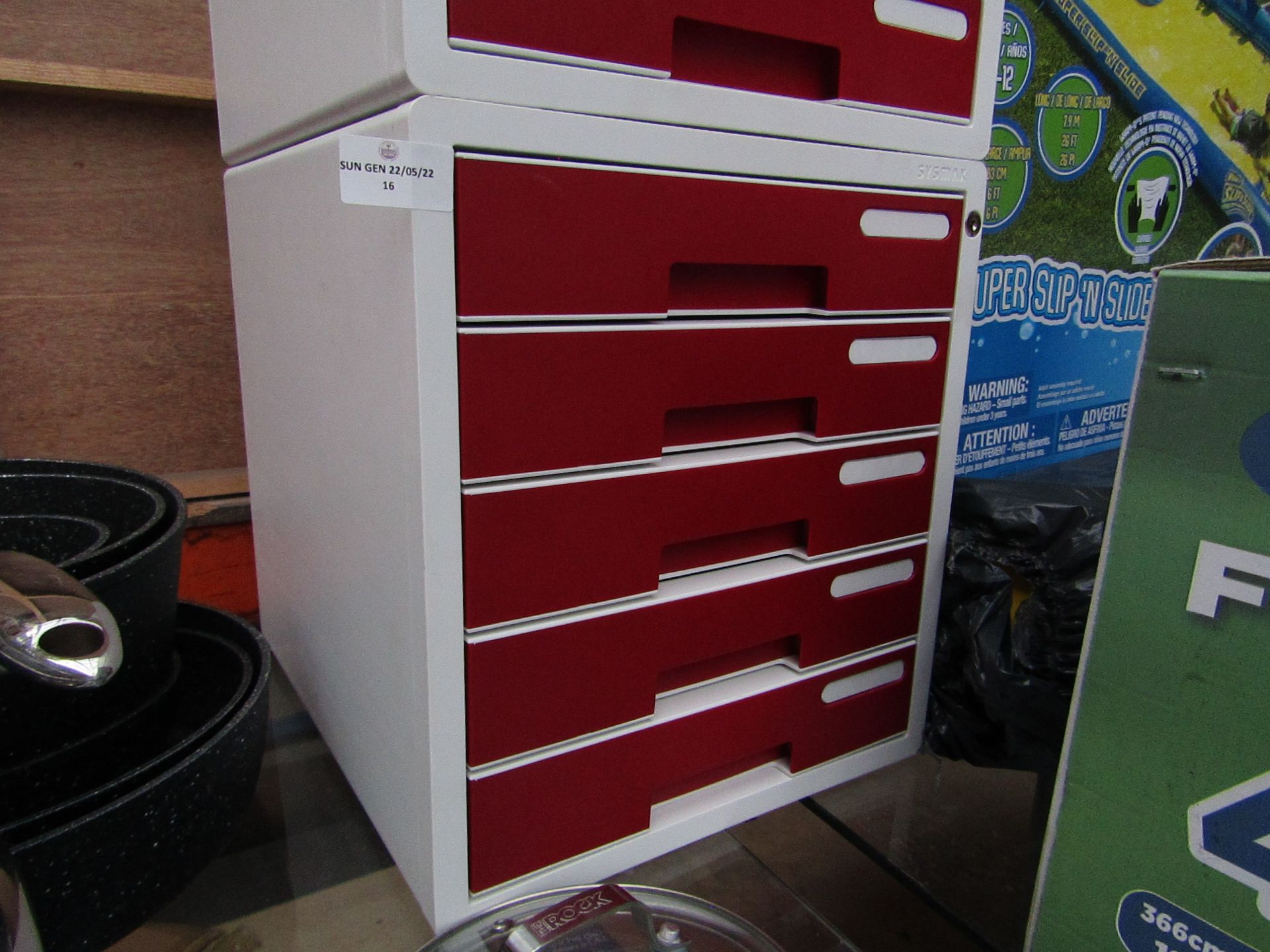Sysmax - Red Lockable Office Drawers - Keys Not Present - No Box. RRP £24.99