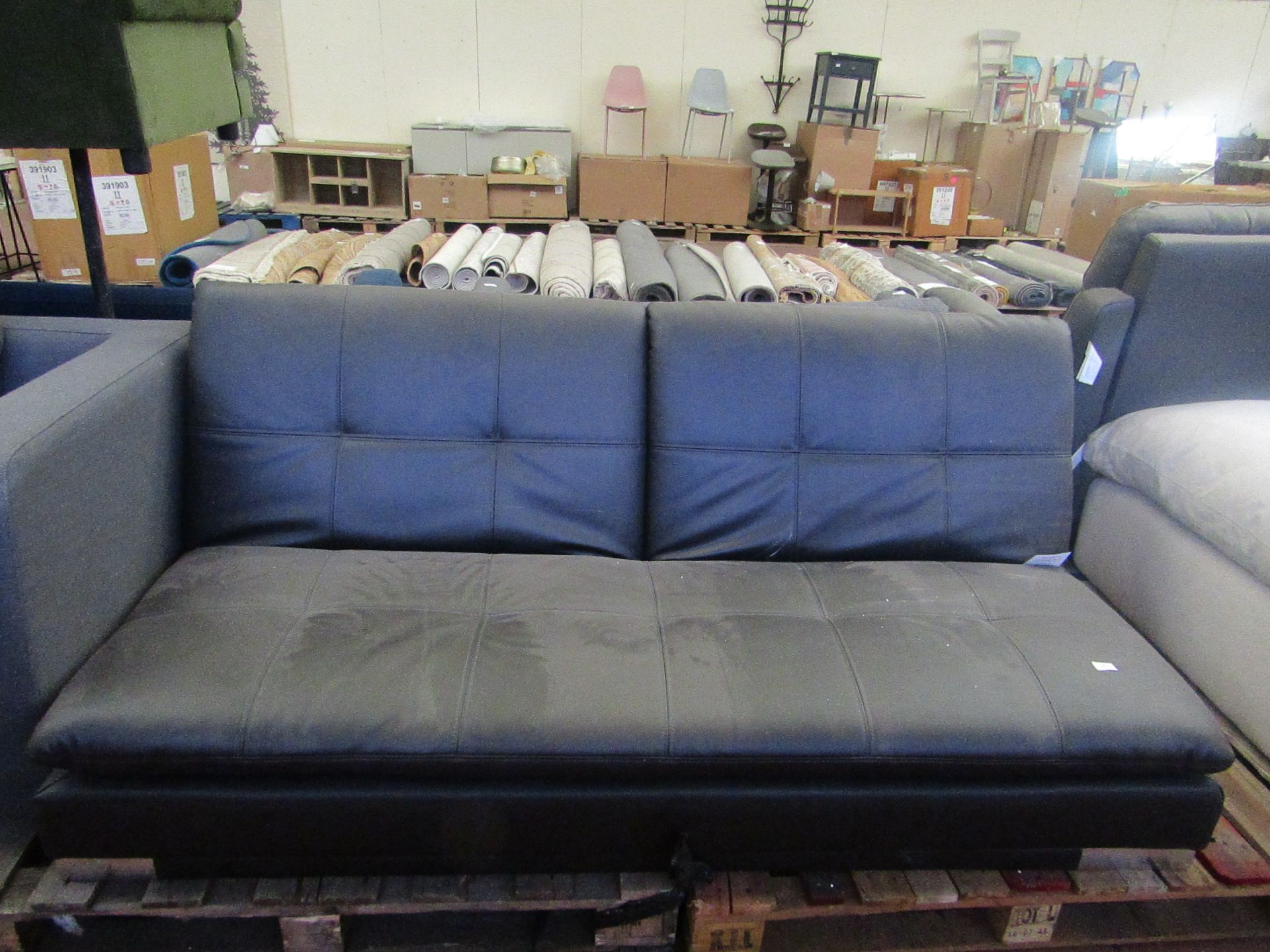 Sealet Click Clack Leather Sofa Bed - Missing feet & could do with a clean - RRP £-