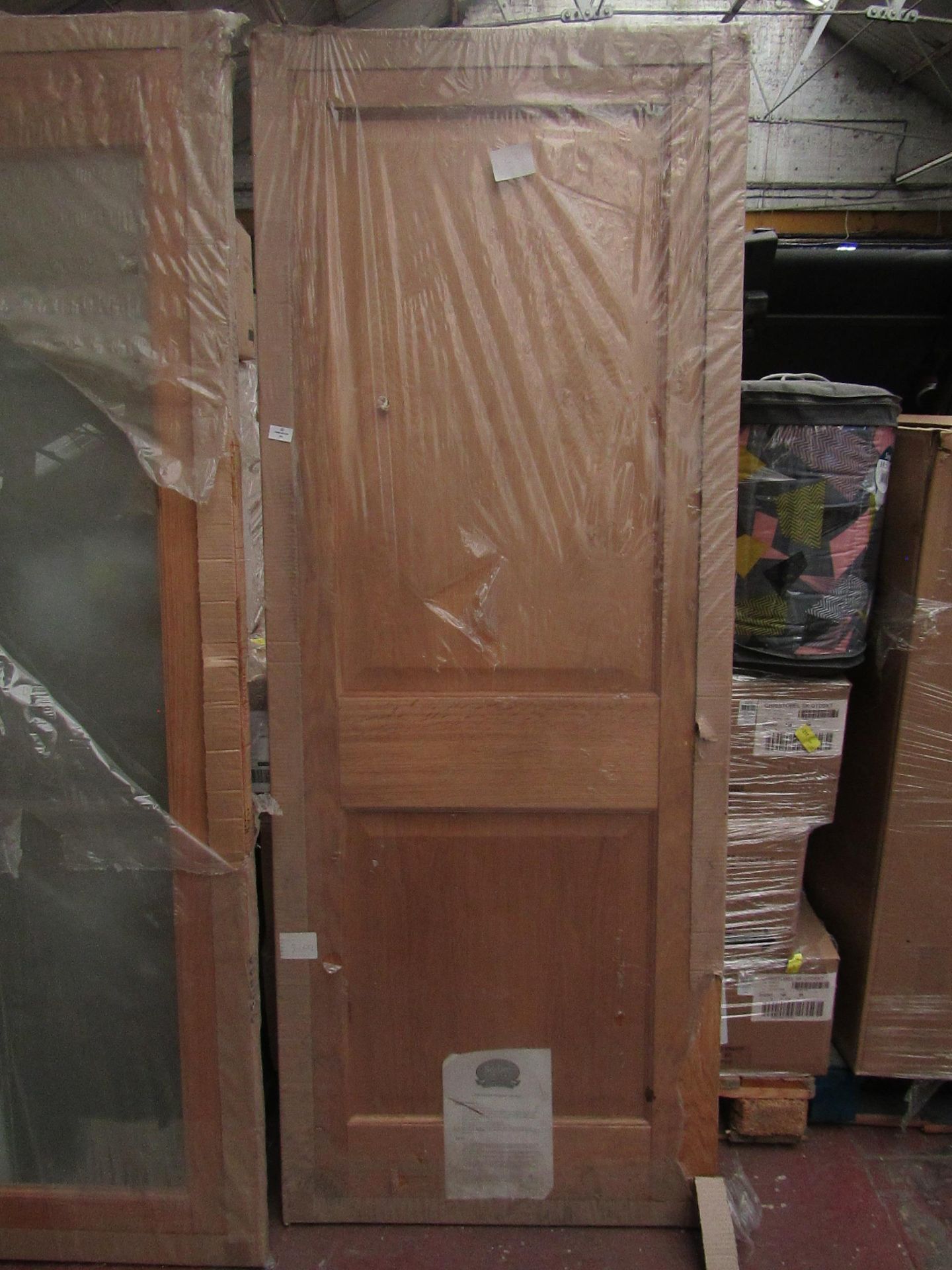 1x Oak Interior Door - 198x762x35 - Slight Damage to one of the edges but could be planed out -