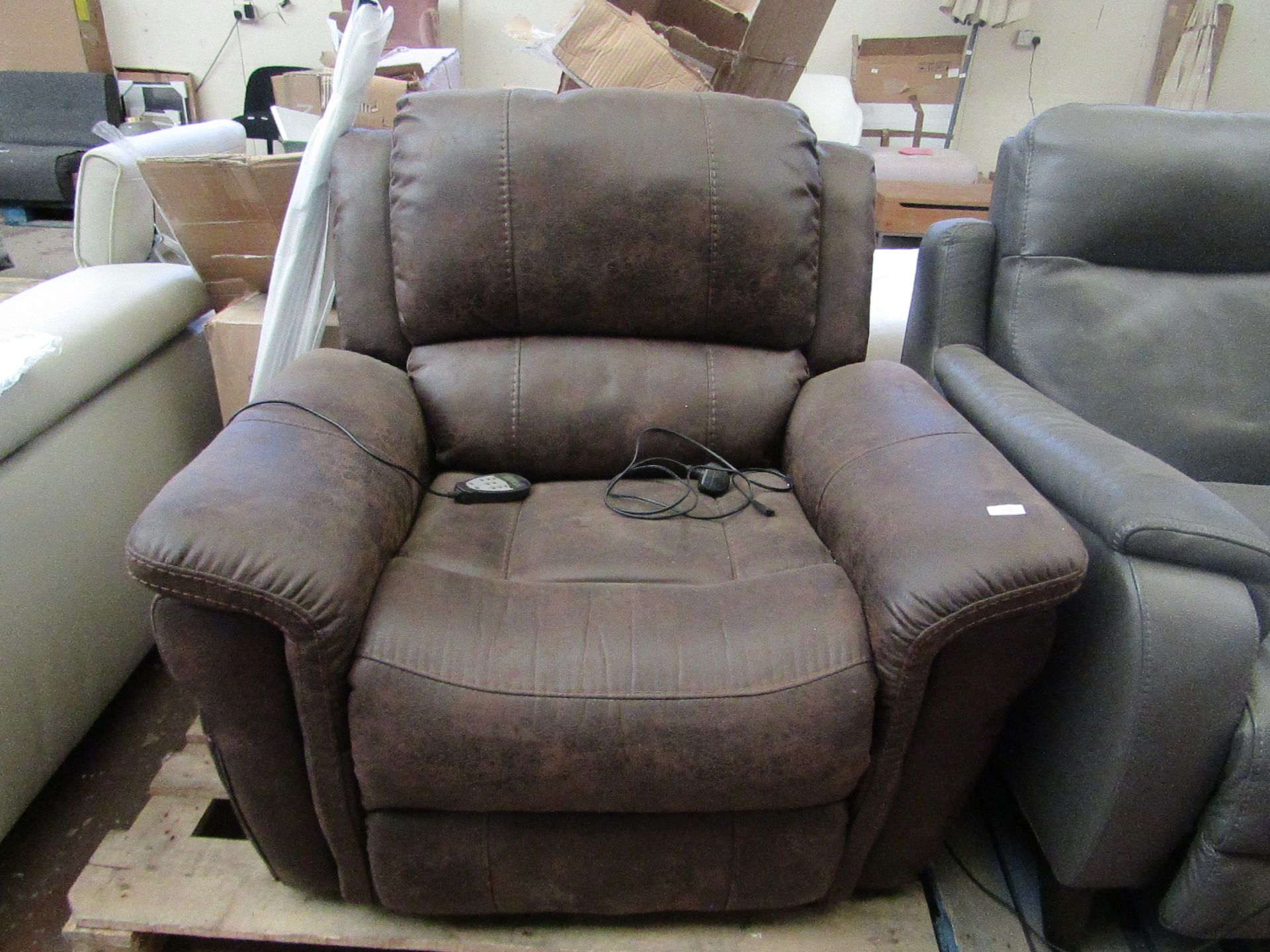 Brown Suede Style Recliner Chair - Aged but still In good condition - Tested Working