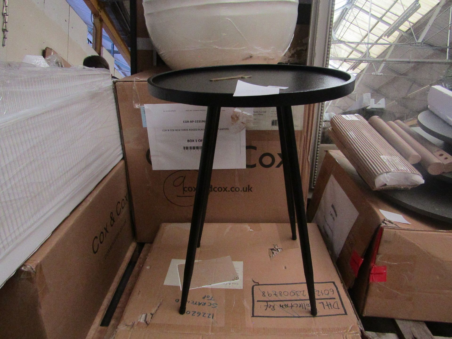 1 x Cox & Cox Round Industrial Side Table Small RRP £95.00 SKU COX-AP-1226024 TOTAL RRP £95 This lot