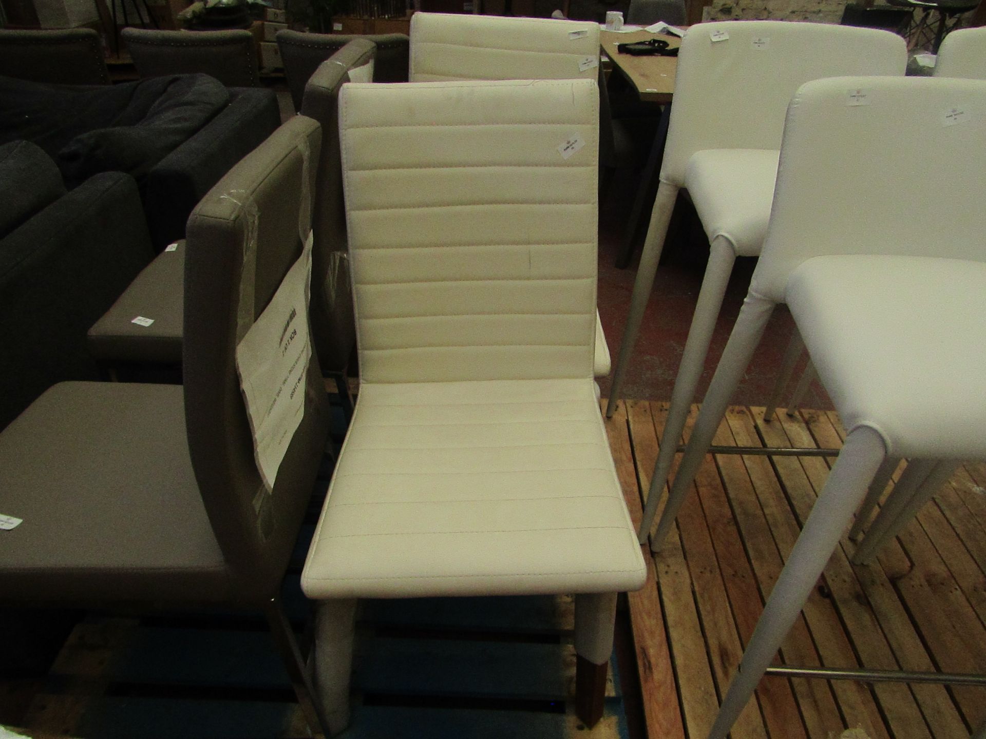 1 x Dwell Parquet Dining Chair Faux Leather White RRP £149.00 SKU DWE-APM-145907-BER-DOA TOTAL