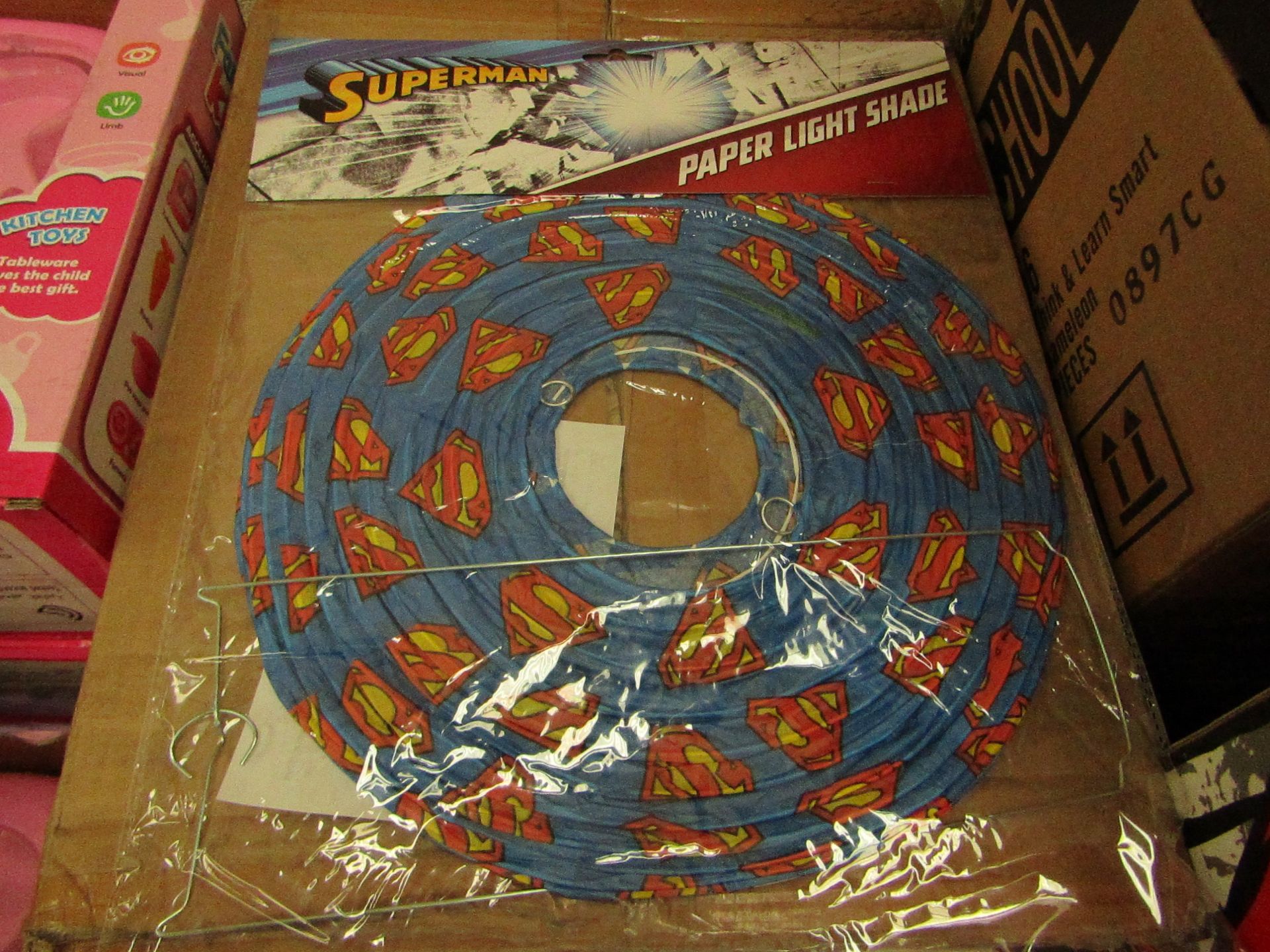 20x DC - SuperMan Paper Light Shades ( Approx 30cm Dia ) - Unused & Packaged.