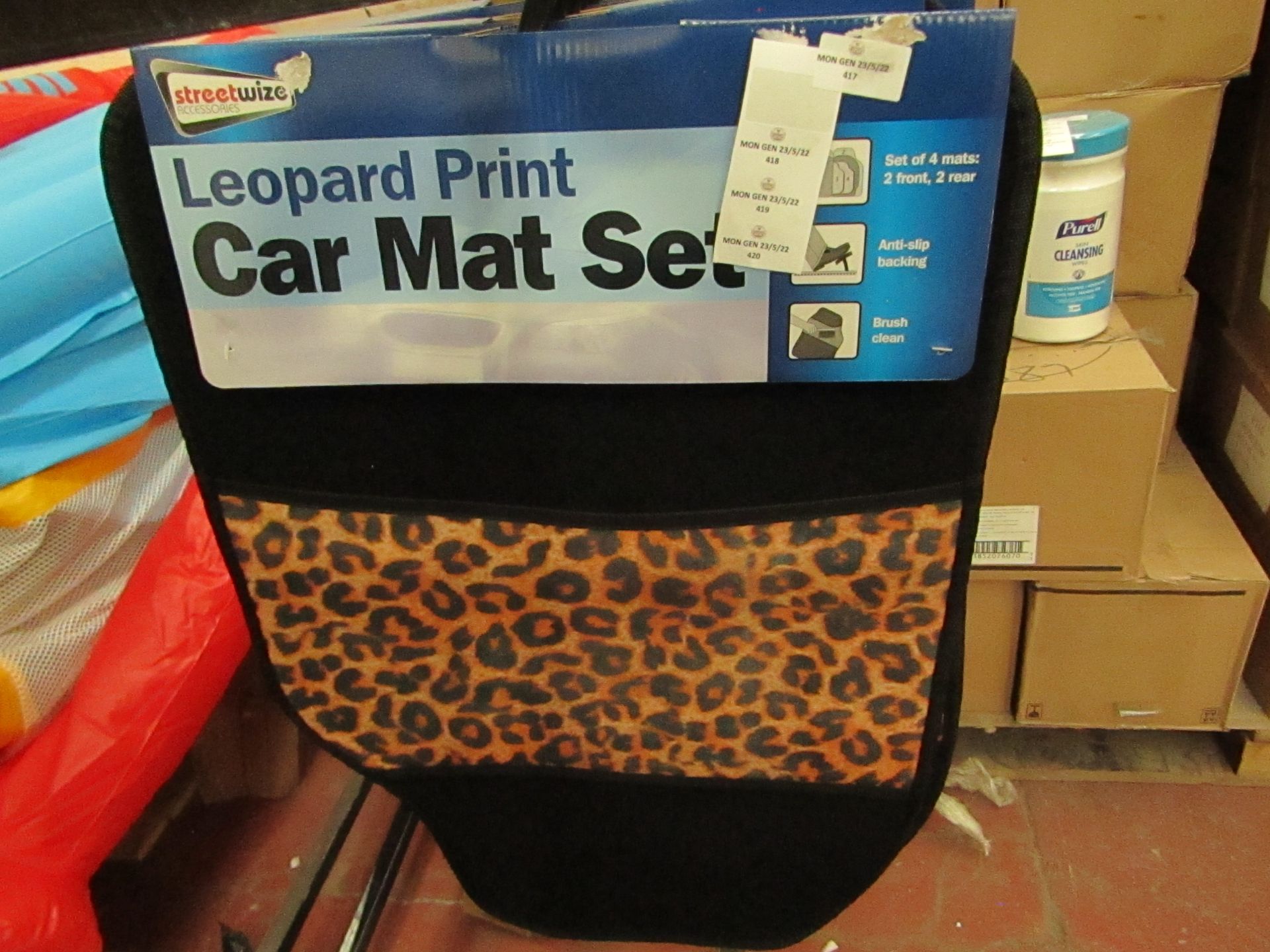 Streetwize - Leopard Print 4-Piece Car Mat Set - Good Condition, Unused.