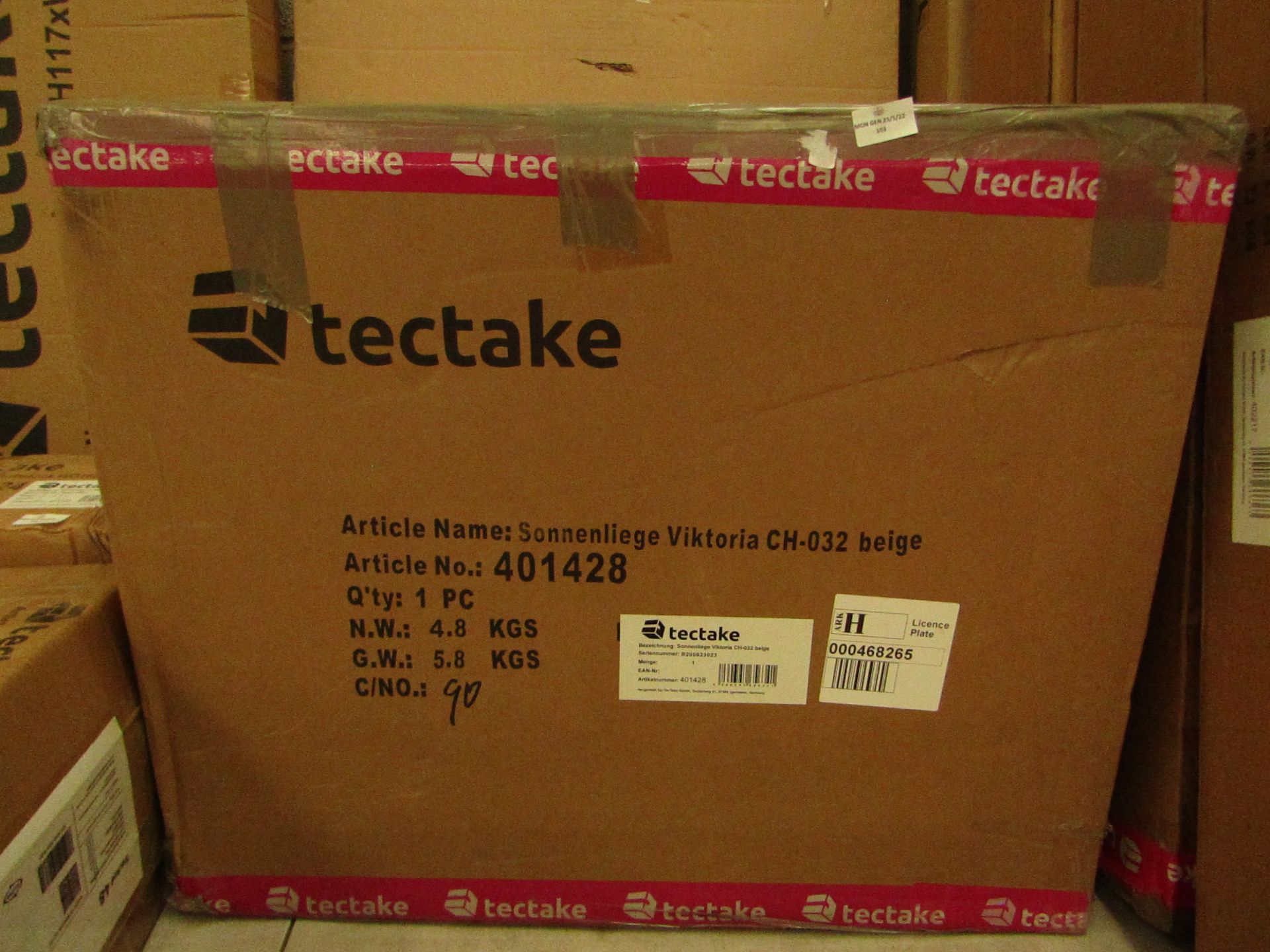 Tectake - Sun Lounger Aluminium Victoria 4 Settings Beige - Boxed. RRP £47.99