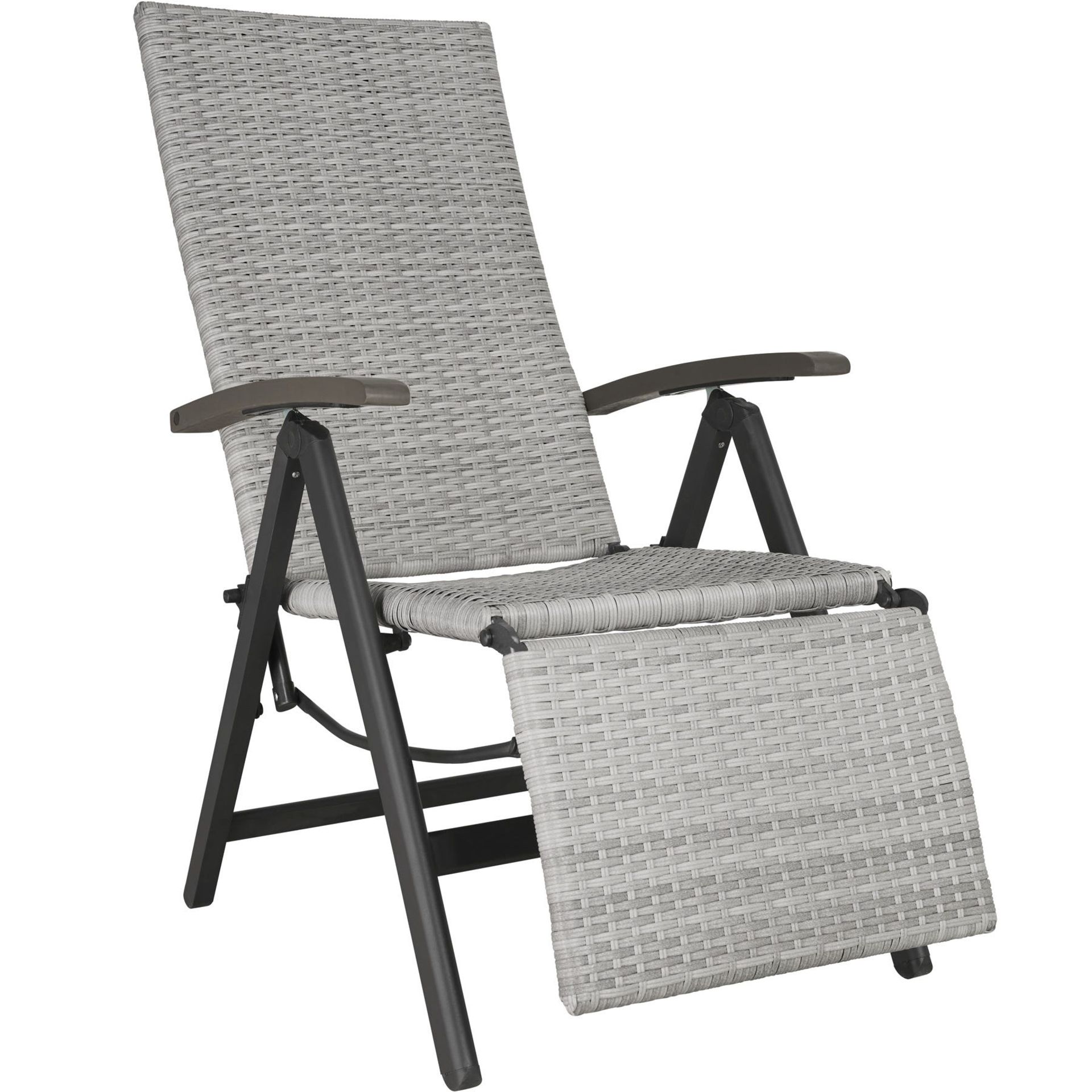 Tectake - Reclining Garden Chair With Footrest Grey - Boxed. RRP £113.99 - Image 2 of 2
