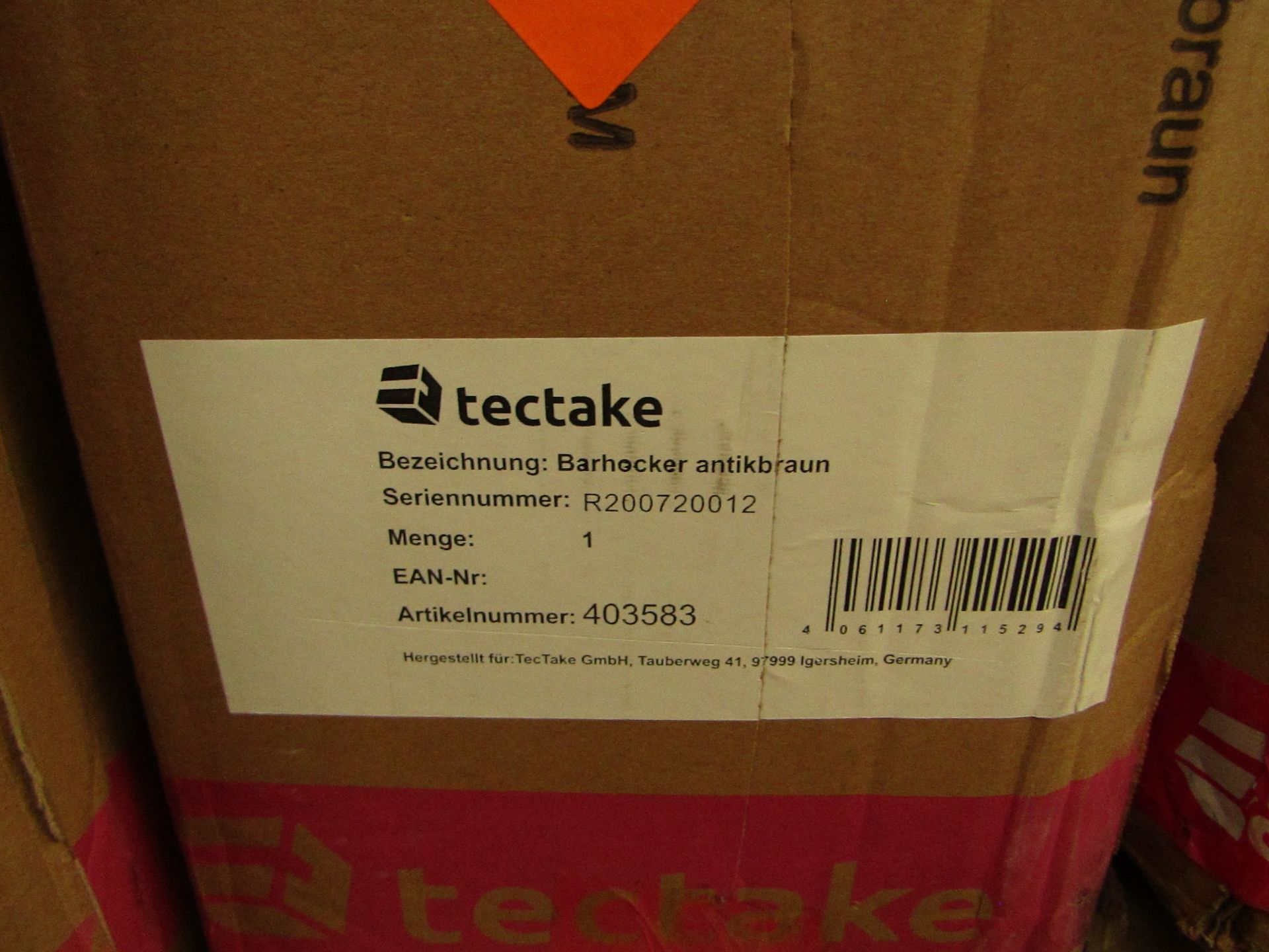 Tectake - Breakfast Bar Stool Made Of Artificial Leather Antique Brown - Boxed. RRP £85.99