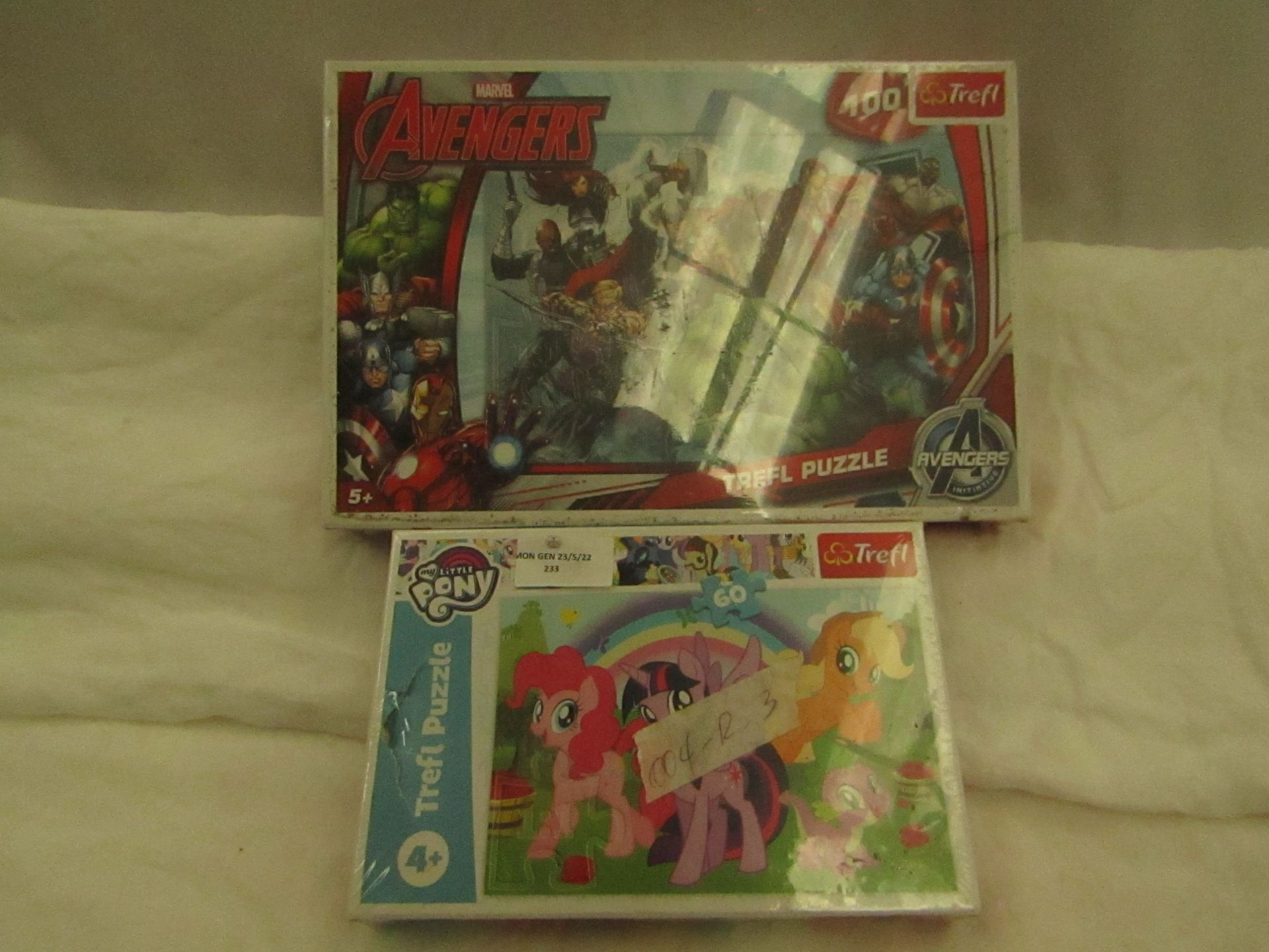 1x Trefi - My Little Pony 60 Piece Puzzle - Unused Box Damaged. 1x Trefi - Marvel Avengers 100 Piece