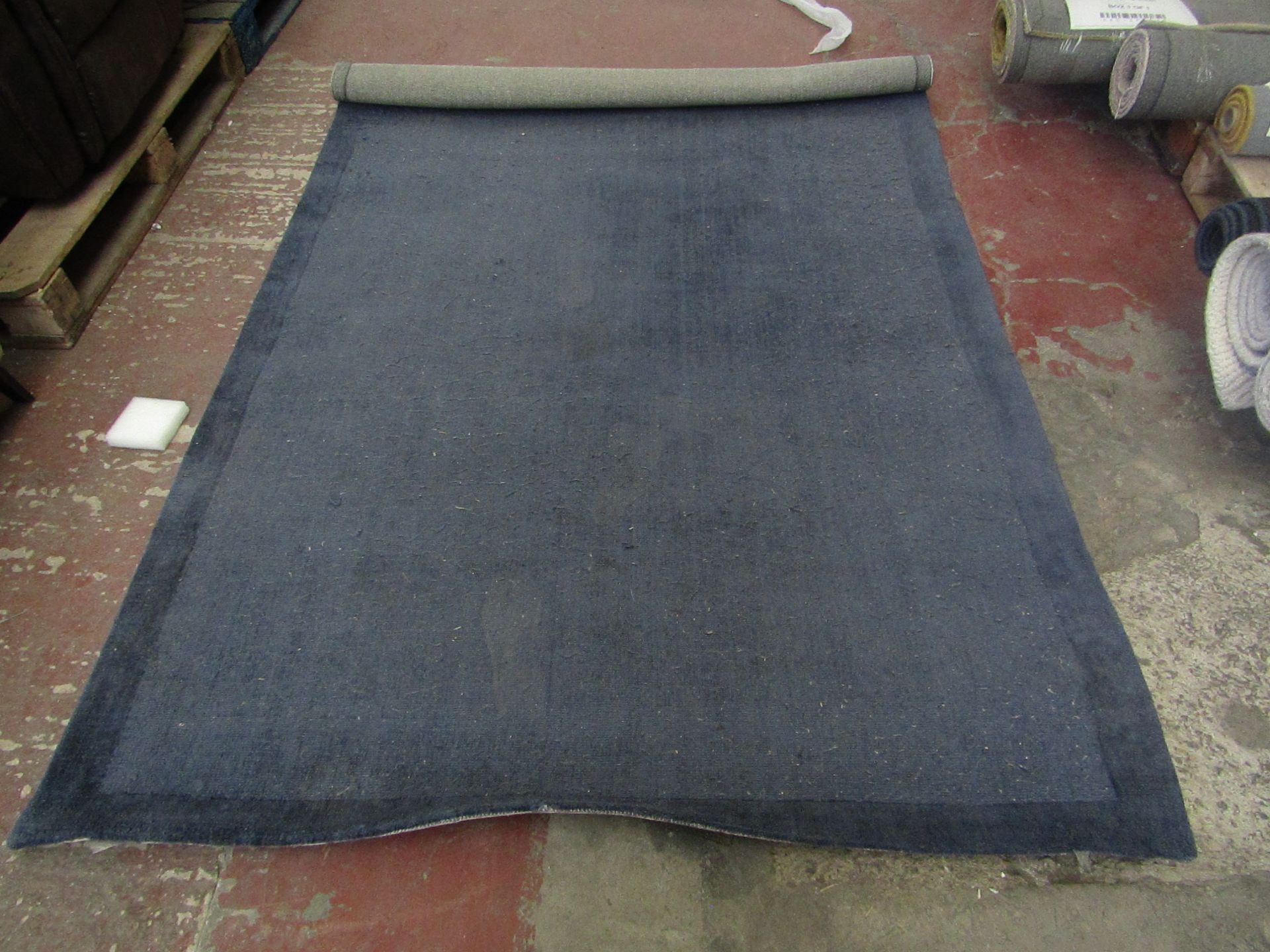 1 x Made.com Jago Border Rug Extra Large 200 x 300 cm Ink Blue RRP £425 SKU MAD-AP-RUGJGO002BLU-UK-