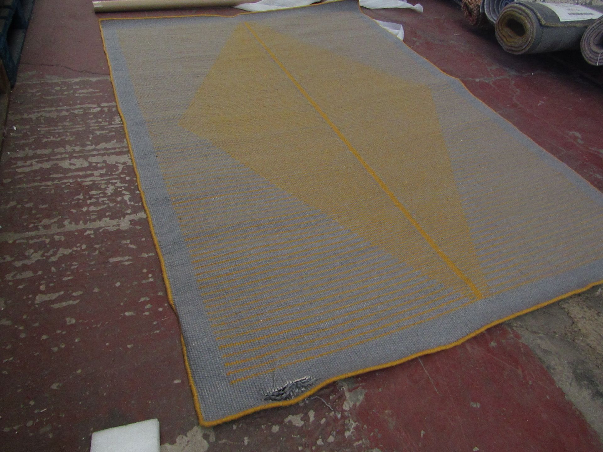 1 x Made.com Camden Diamond Wool Rug Large 160 x 230cm Grey and Mustard Yellow RRP £249 SKU MAD-AP-