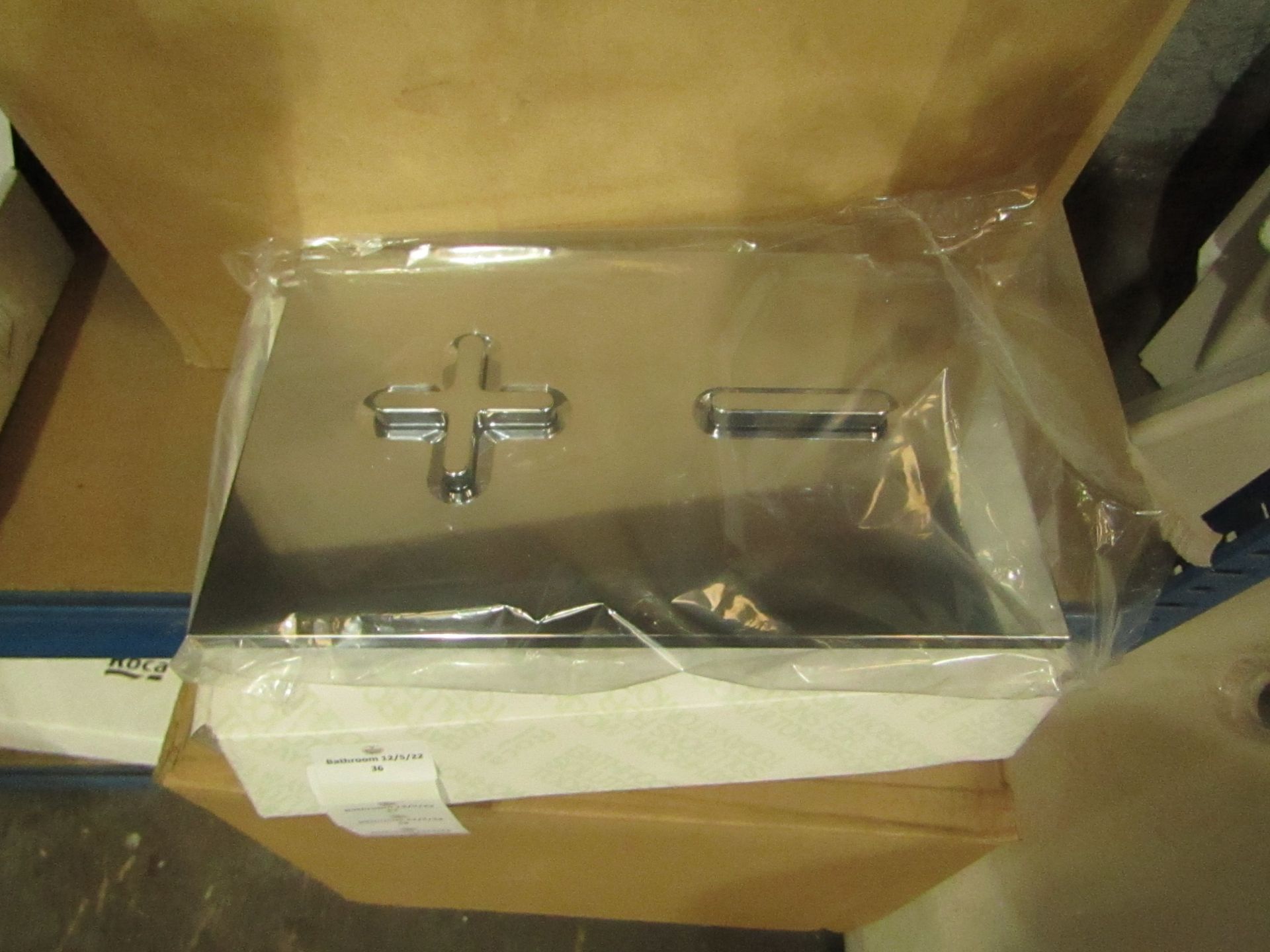 Roca Plate Dual Chrome flush plate, new and boxed.