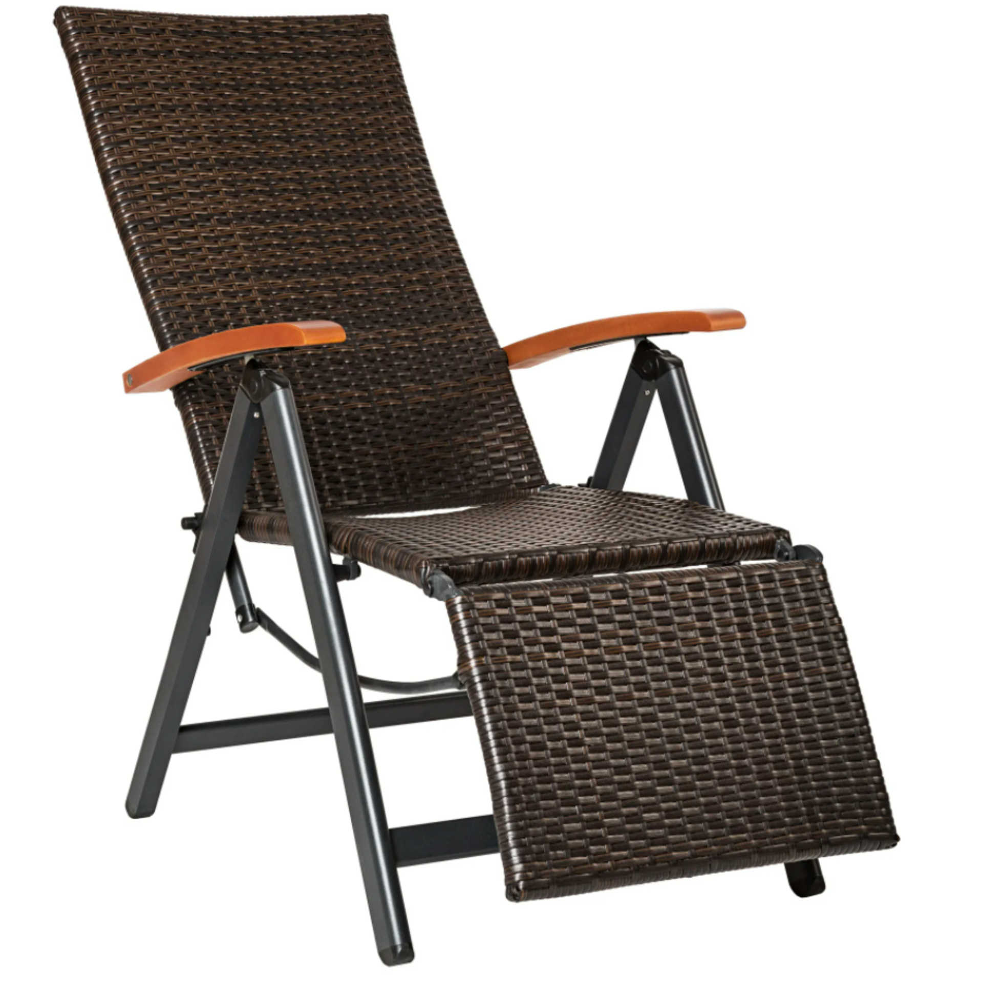Tectake Reclining Garden Chair With Footrest Brown RRP œ113.99