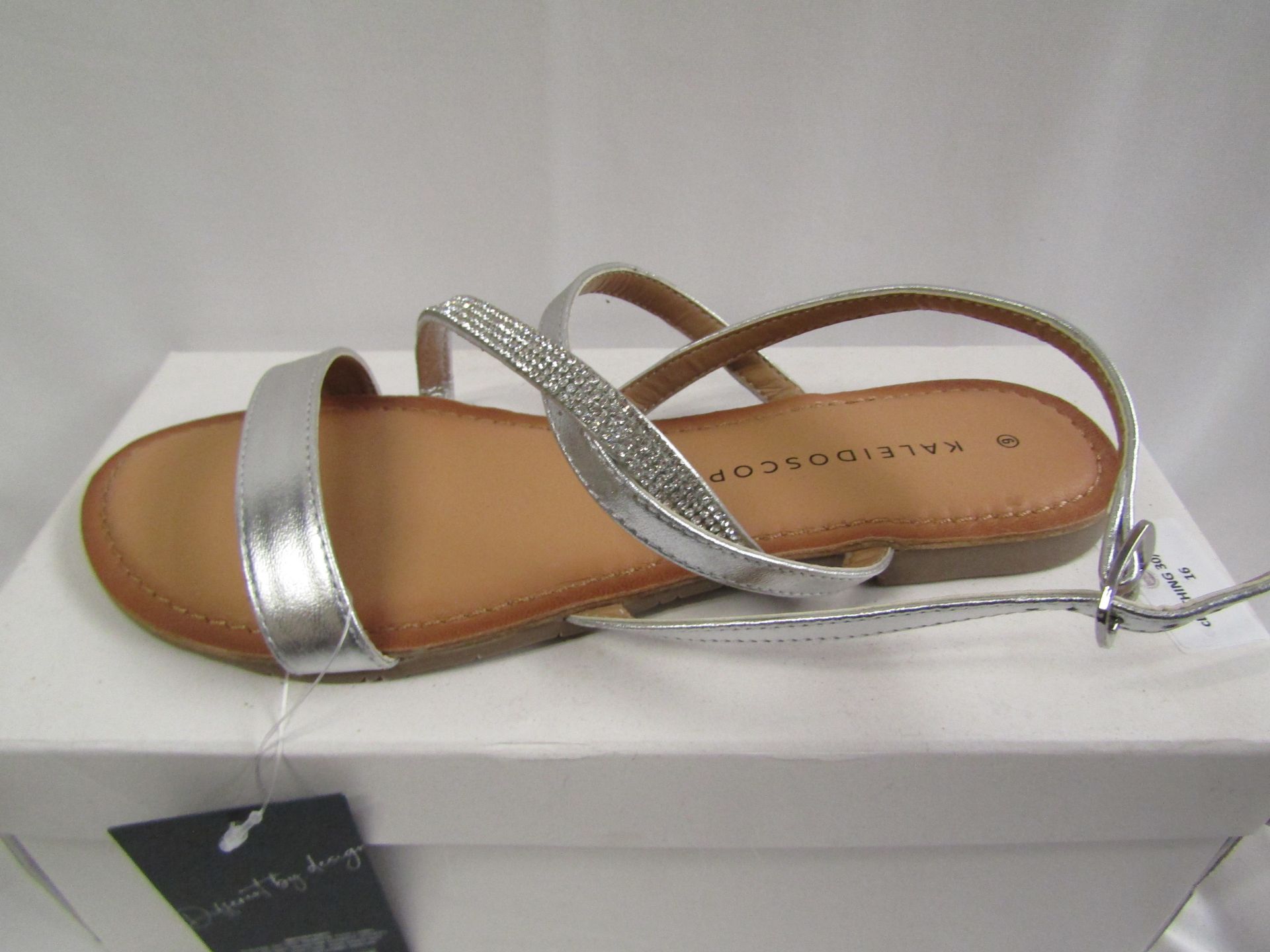 Kaleidoscope Flat Silver Coloured Sandal Size 6 New & Boxed