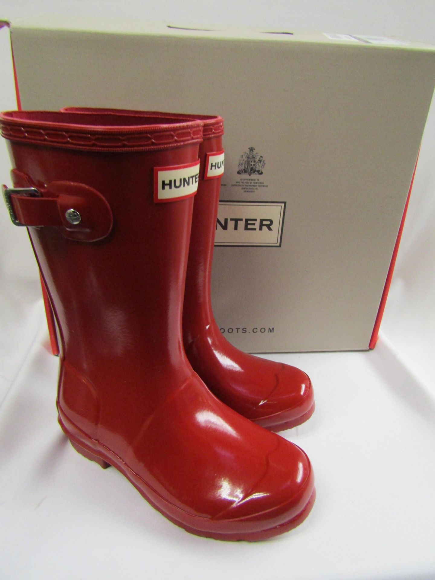 Hunter Wellingtons Childrens Red High Gloss Size 12 New & Boxed