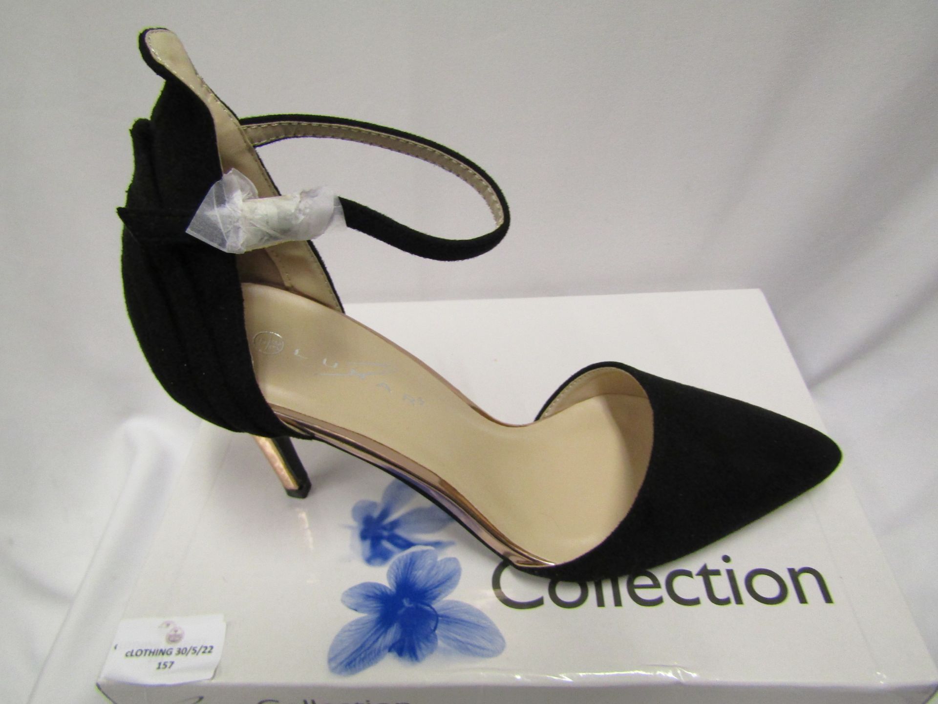 Stilleto Shoe Black Rose Gold Size 5 New & Boxed