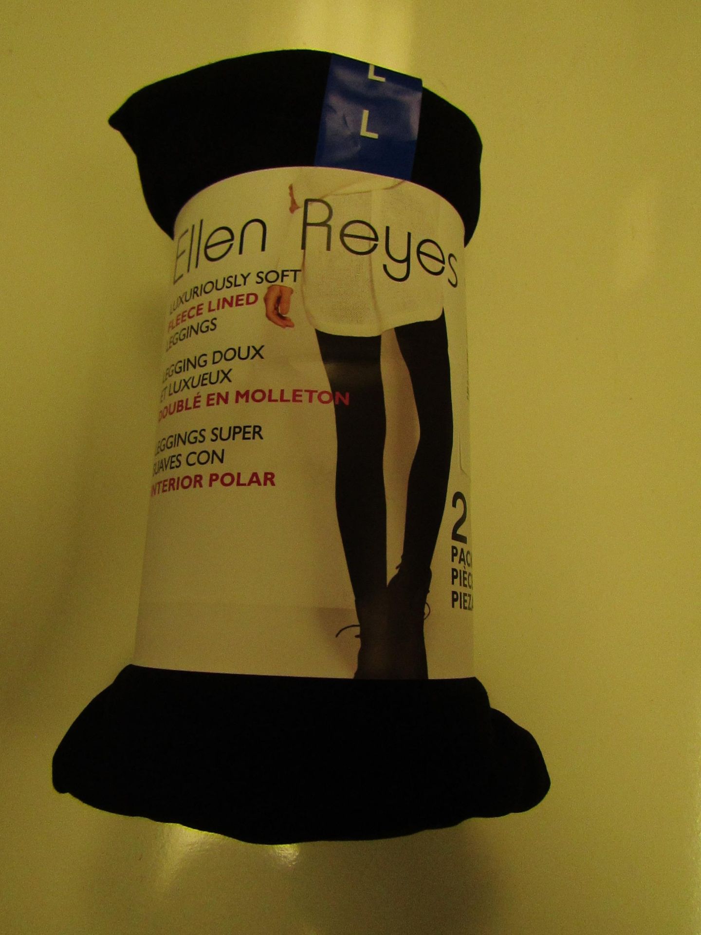 1 X PK of 2 Ellen Reyes Leggings Black Size L New & Packaged ( Some May Come With a Grey Pair Picked
