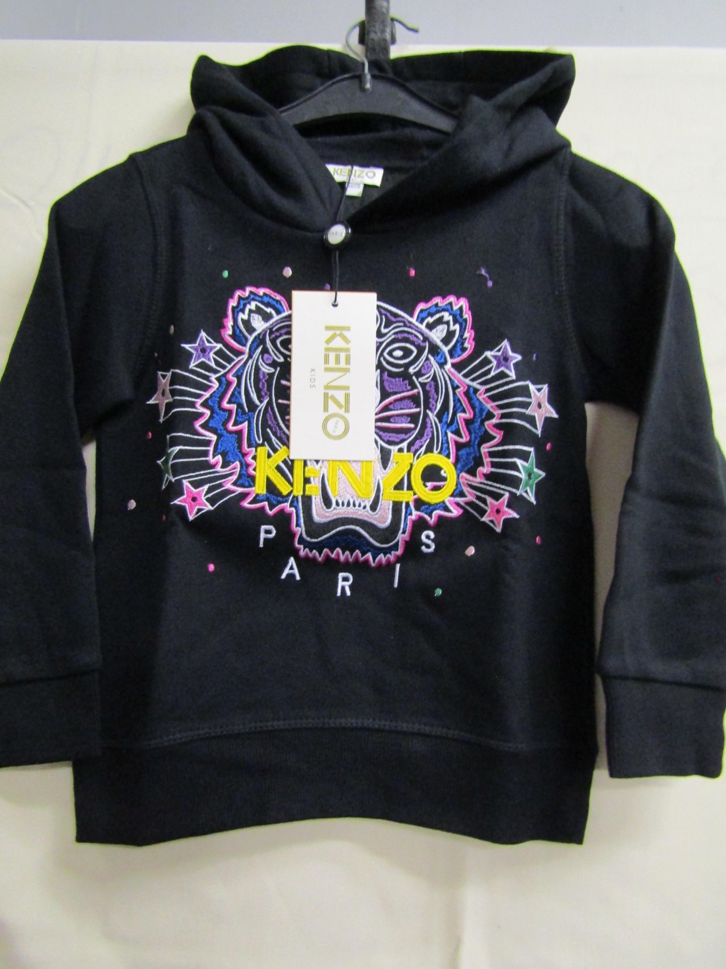 Kenzo Kids Black Stitched Tiger head Hoodie, New with Tag, Age 6, RRP £119