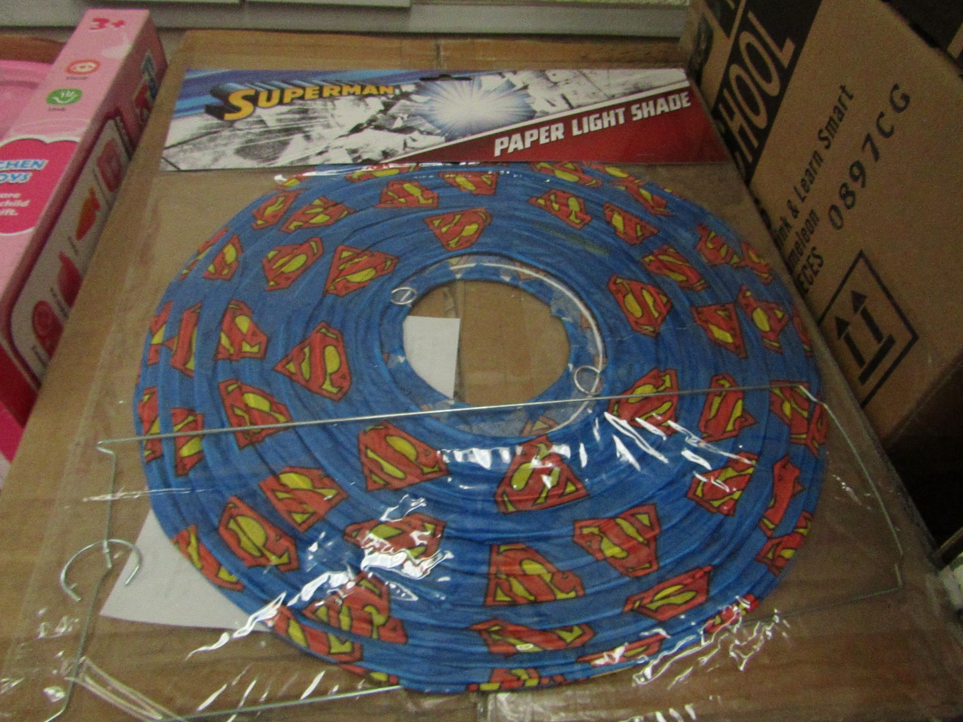 20x DC - SuperMan Paper Light Shades ( Approx 30cm Dia ) - Unused & Packaged.