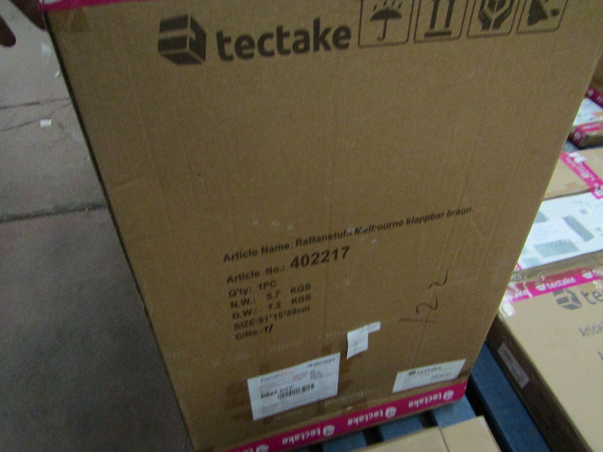 Tectake - Foldable Rattan Garden Chair Melbourne Brown - Boxed. RRP £131.99