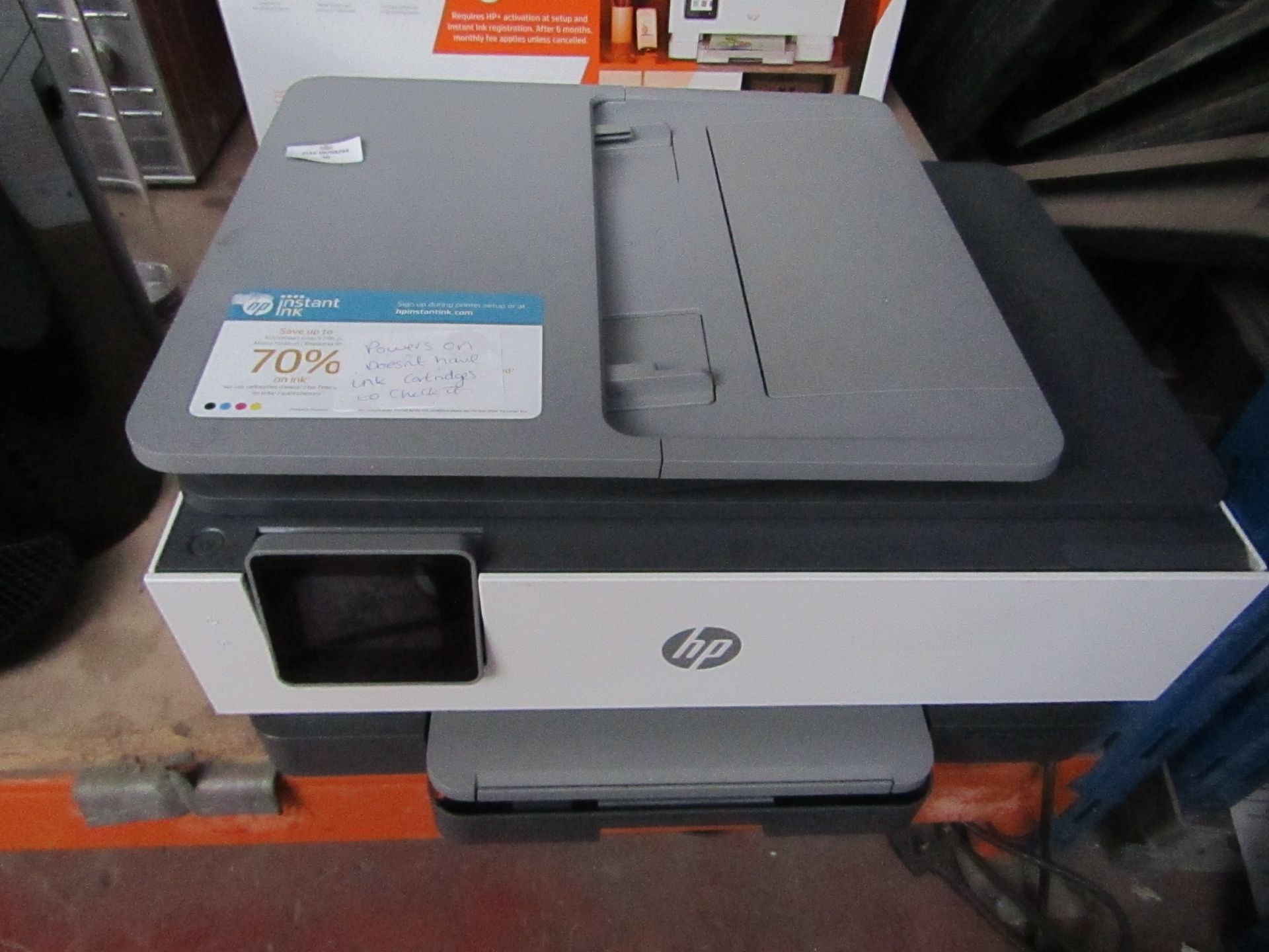 Hp Office Jet Pro 8022 Multi function printer, it powers on but doesn?t have any ink cartridges in