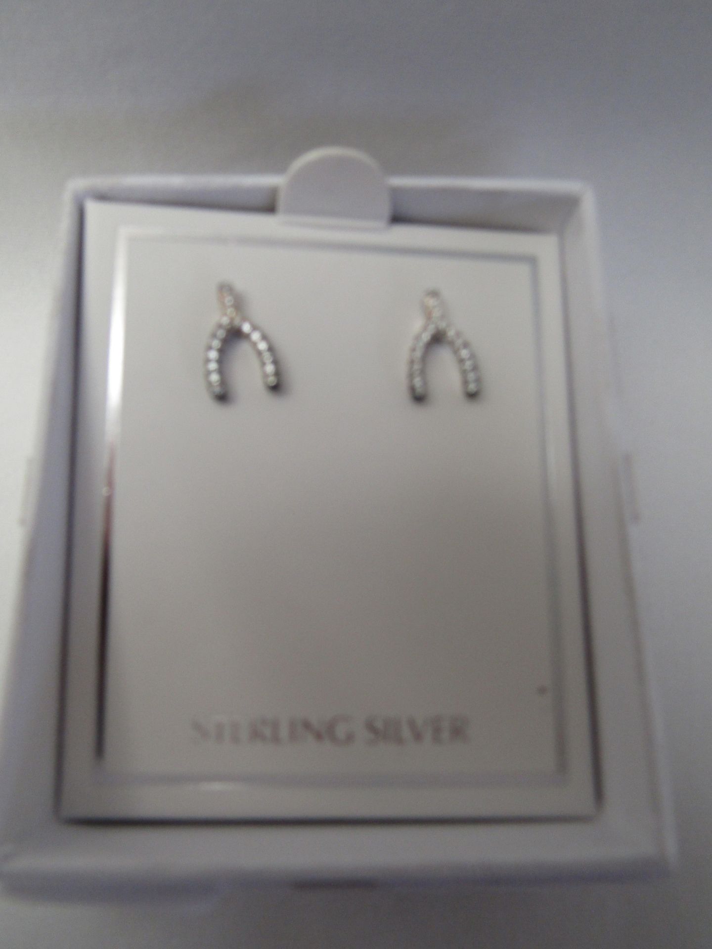 5 X Wishbone Earings ( Sterling Silver ) All Boxed