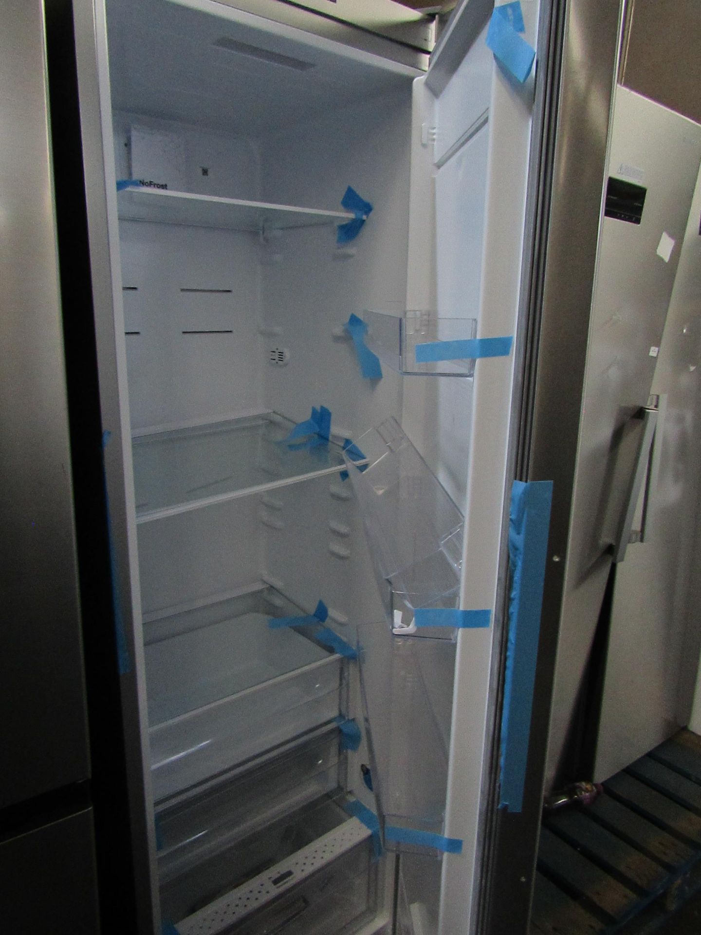 Smeg - Stainless Steel Tall Freestanding Fridge - Dents On Front, Not Getting Cold. - Image 2 of 2