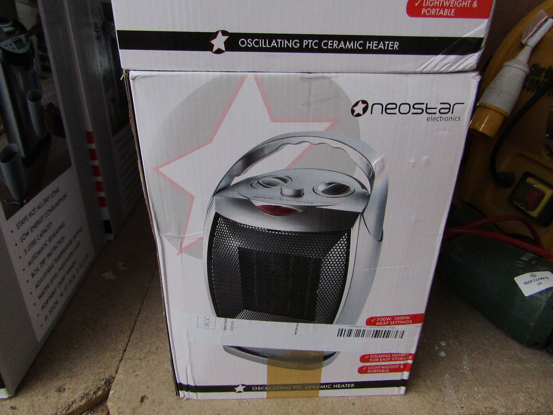 Neostar - Oscillating PTC Ceramic Heater ( 750w / 1500w ) - Unused & Boxed. RRP £50