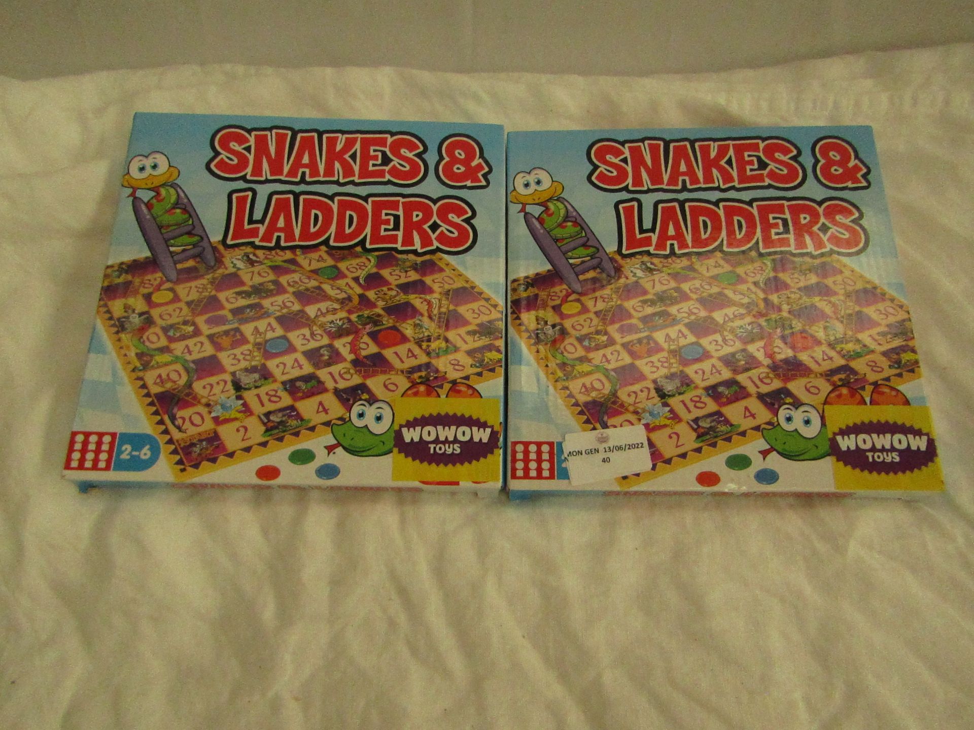 2x Wowow Toys - Snakes & Ladders Board Games - Unchecked & Boxed.