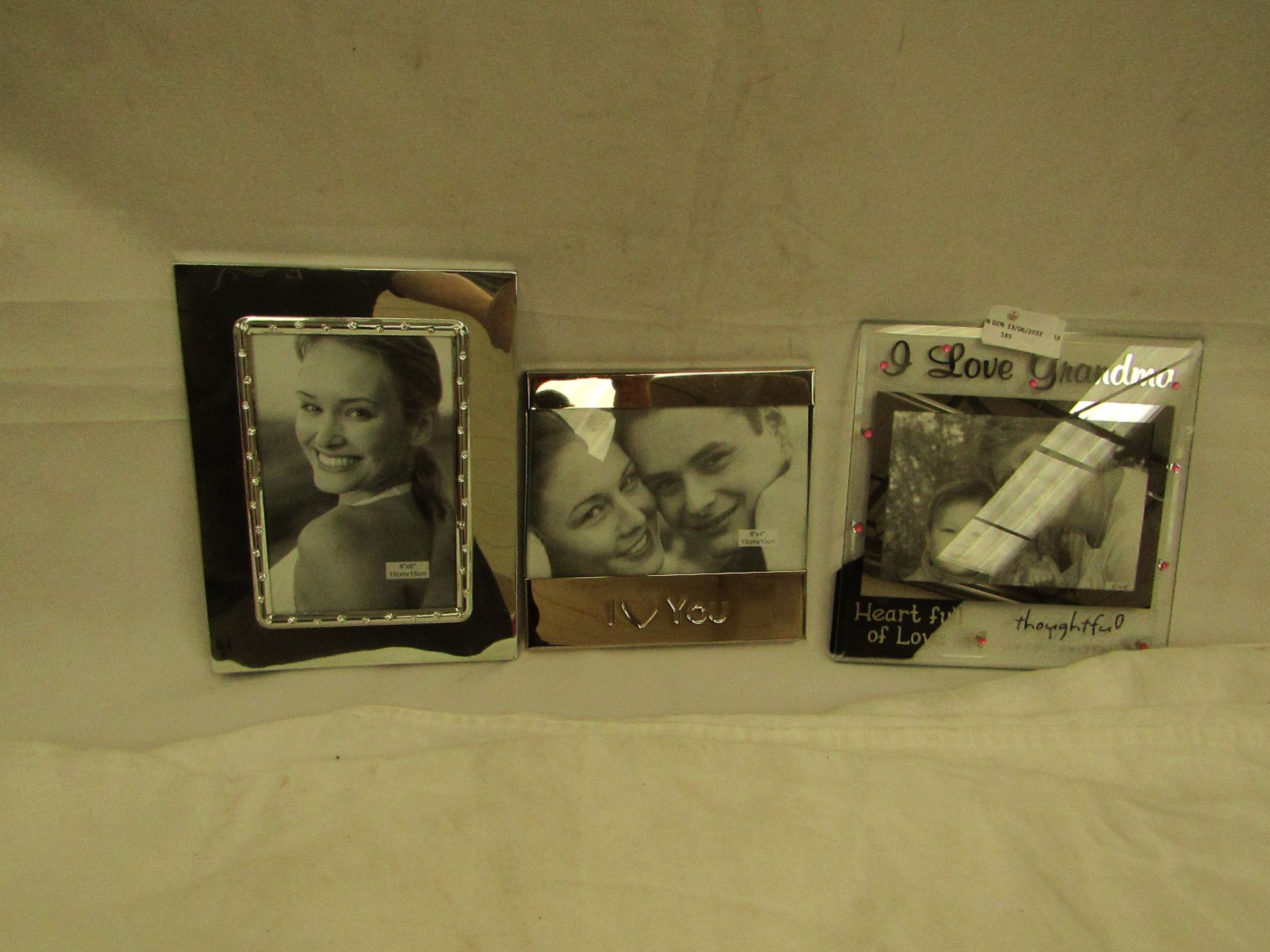 1x Chrome Style Picture Frame ( 4x6" ) - Good Condition. 1x " I love You " Glass Picture Frame (