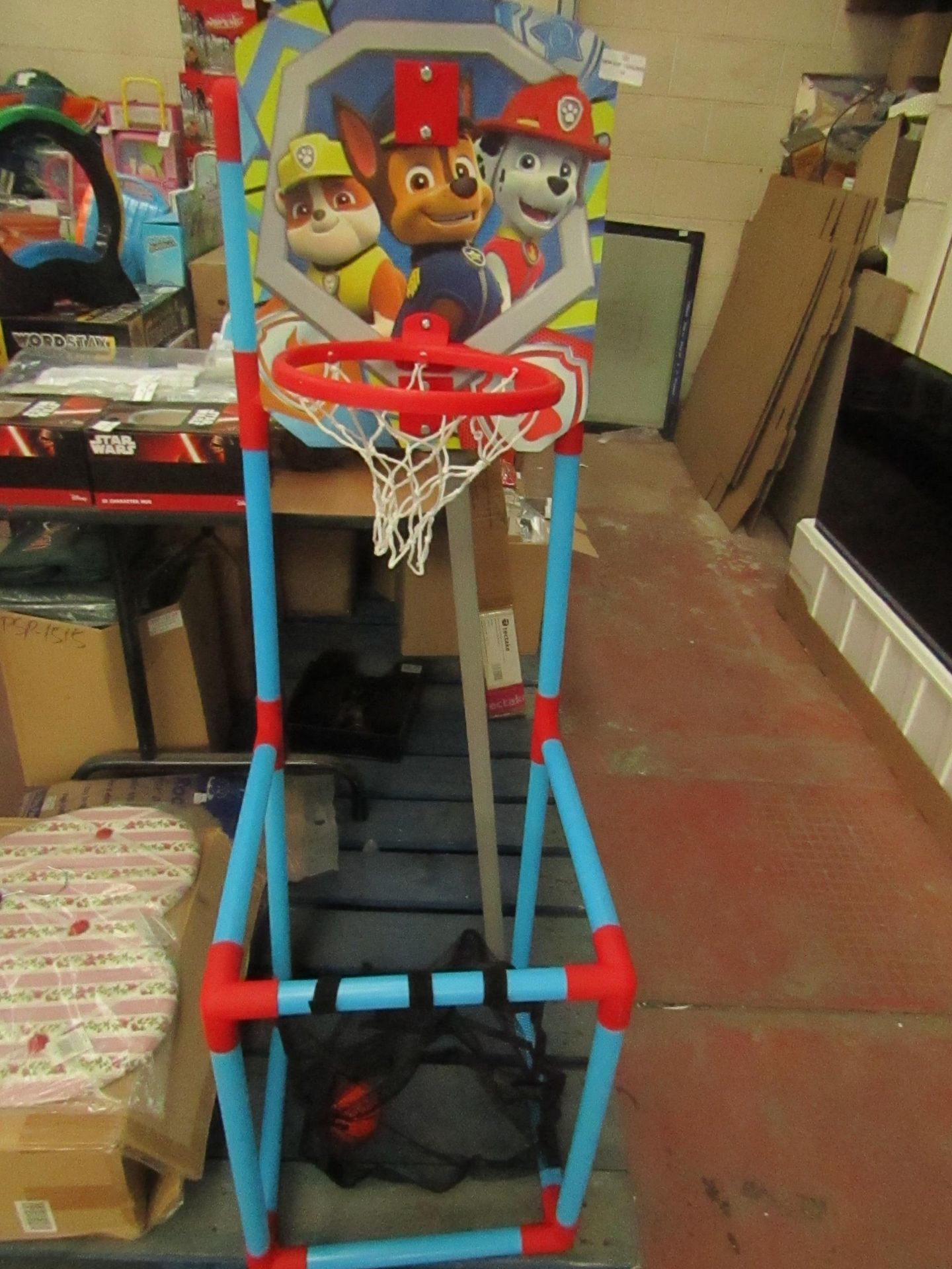 Paw Patrol - Small Plastic Basket Ball Hoop - Used Condition, No Box.