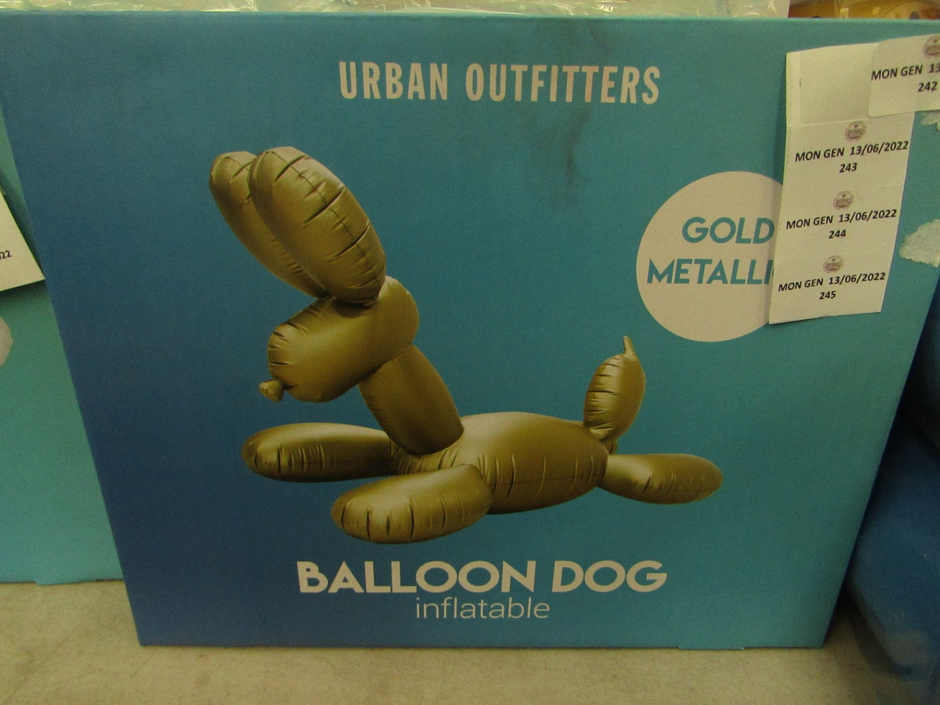Urban Outfitters - Metallic Gold Inflatable Balloon Dog - New & Boxed. RRP £40.