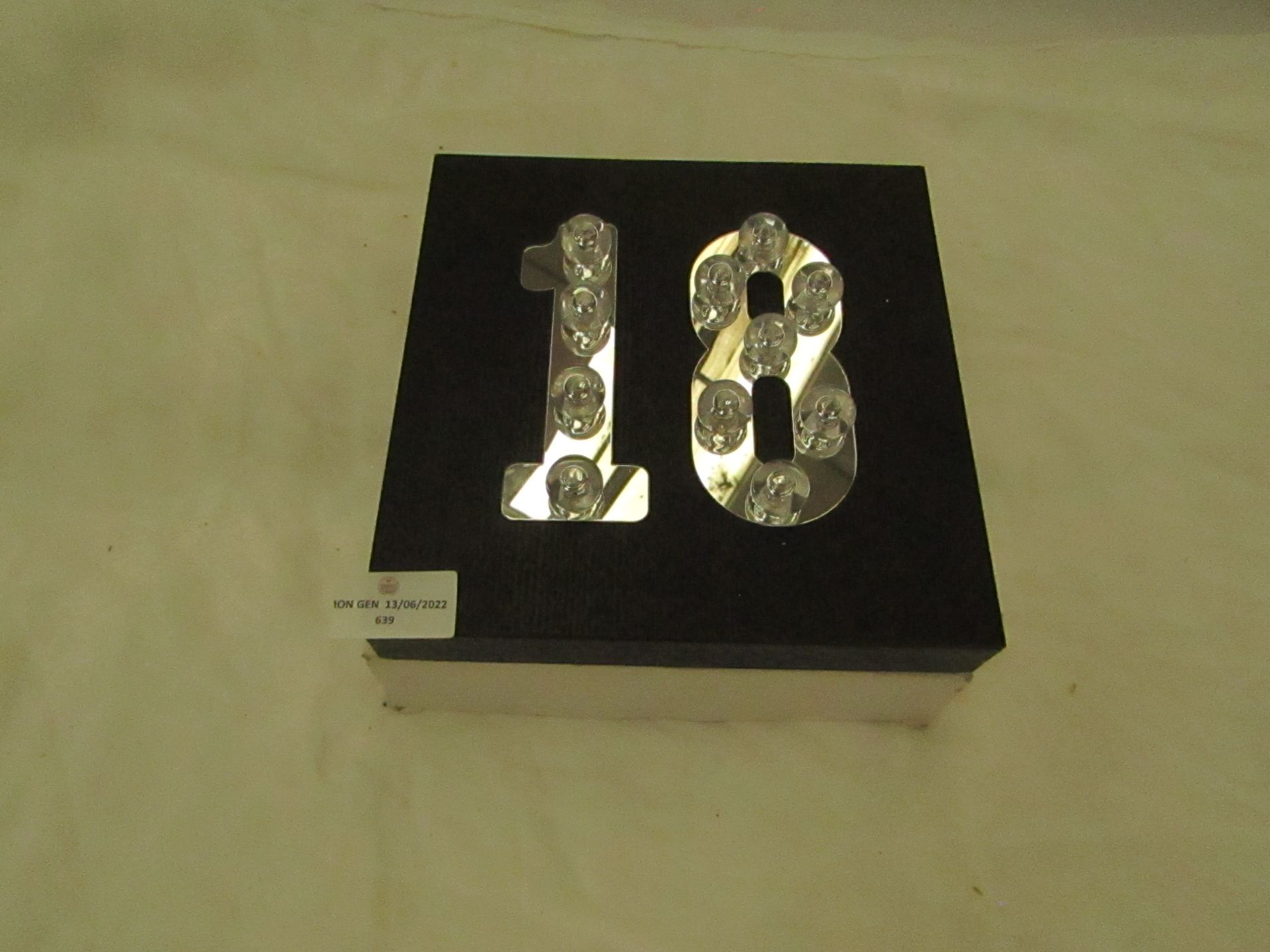 Black Light-Up Age Block " 18 " - Unused & Boxed.