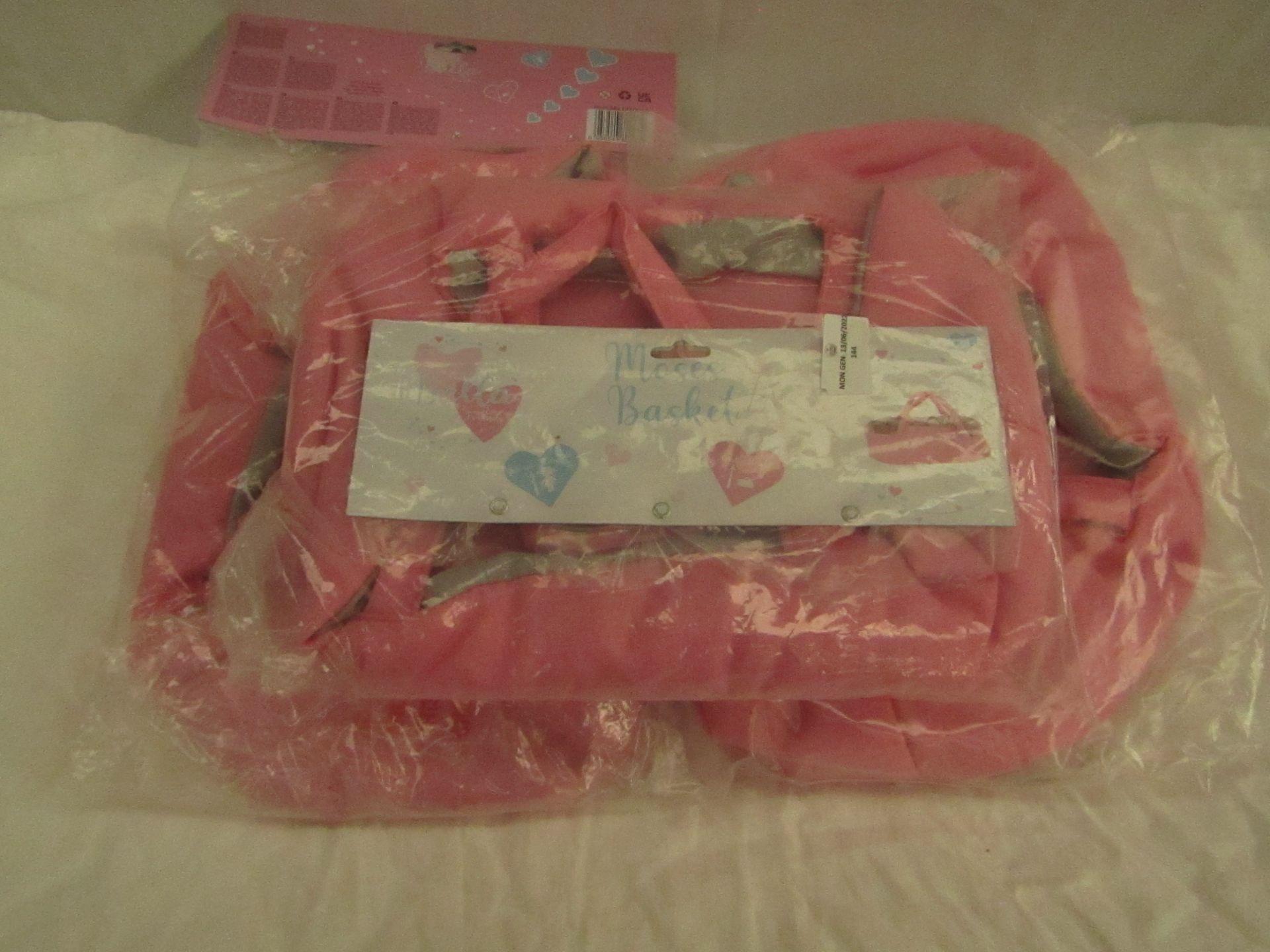 3x Bella & Friends - Pink Fabric Moses Basket ( For Dolls ) - Unused & Packaged.