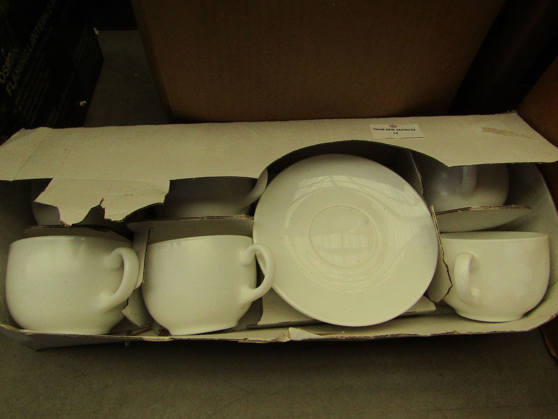 Set of 6 White cupa dn Saucer sets