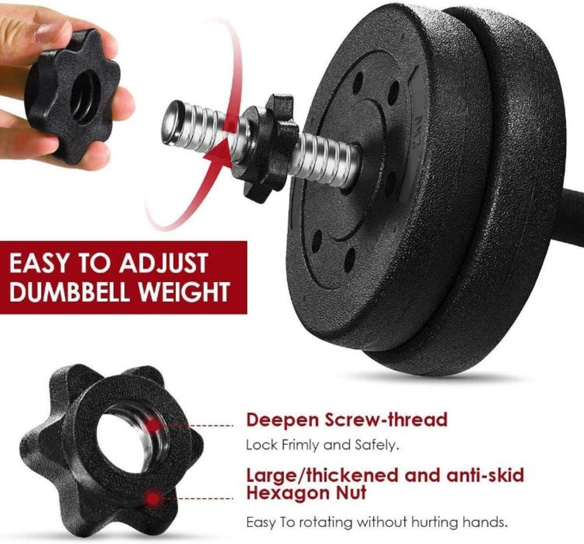 1x Movtotop 30KG adjustable Dumb Bell weight set, new and boxed, we can only find these in America - Image 3 of 6