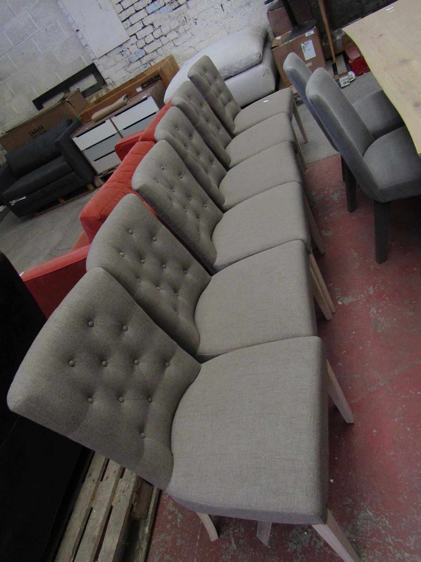 6x Dining Chairs - Grey & Light Wood - Good conditon