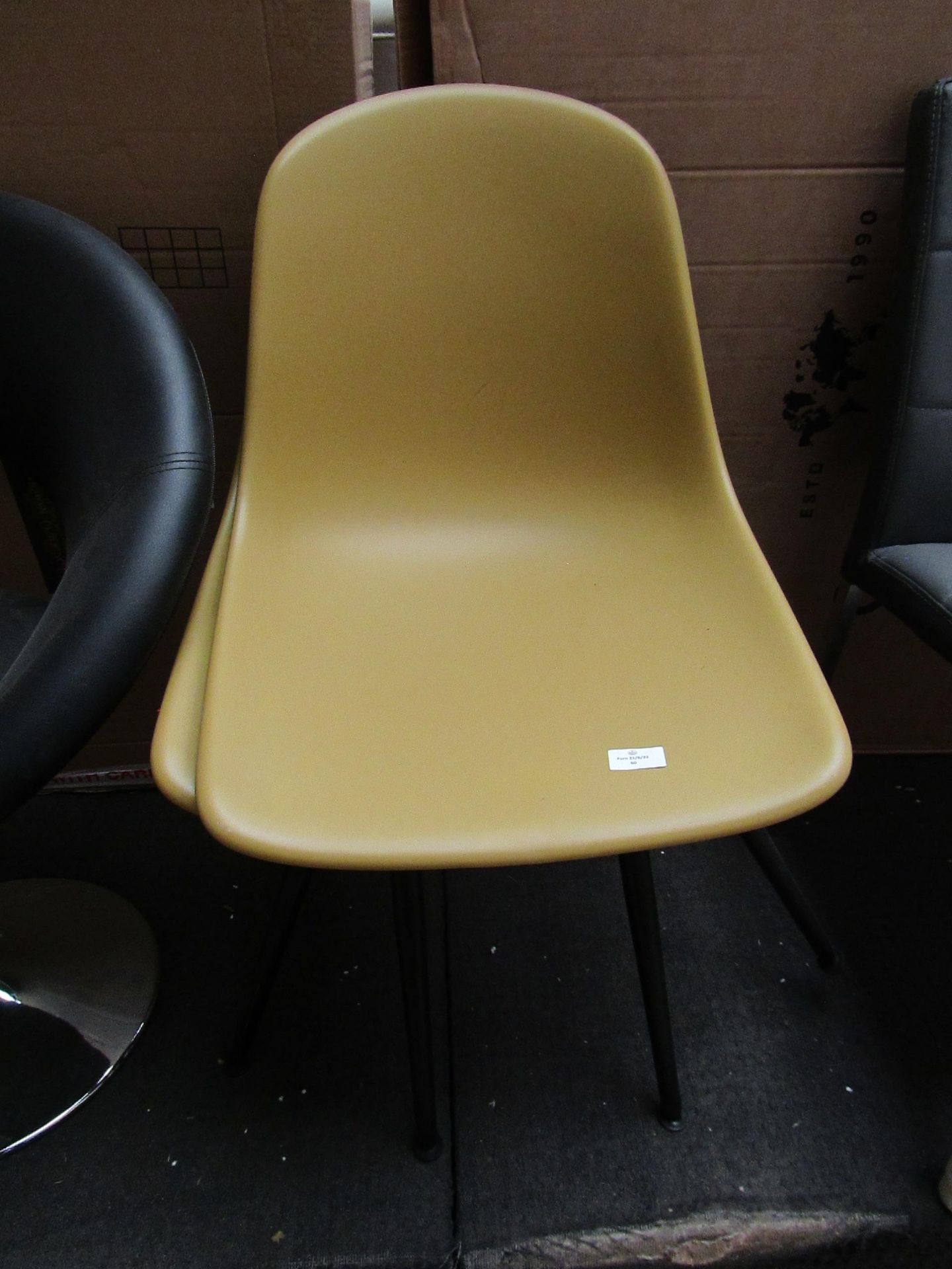 | 2X | DWELL DINING CHAIRS | YELLOW & BLACK | GOOD CONDITION BUT MAY BE NO FIXINGS, VIEWING