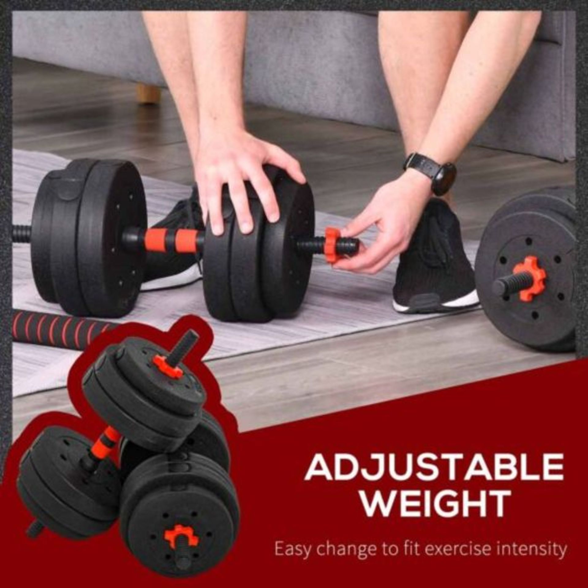Hom Com 2 in1 Barbell/Dumb bell 20kg weight set, new and boxed, Similar sets retail at around œ40 - Image 2 of 4
