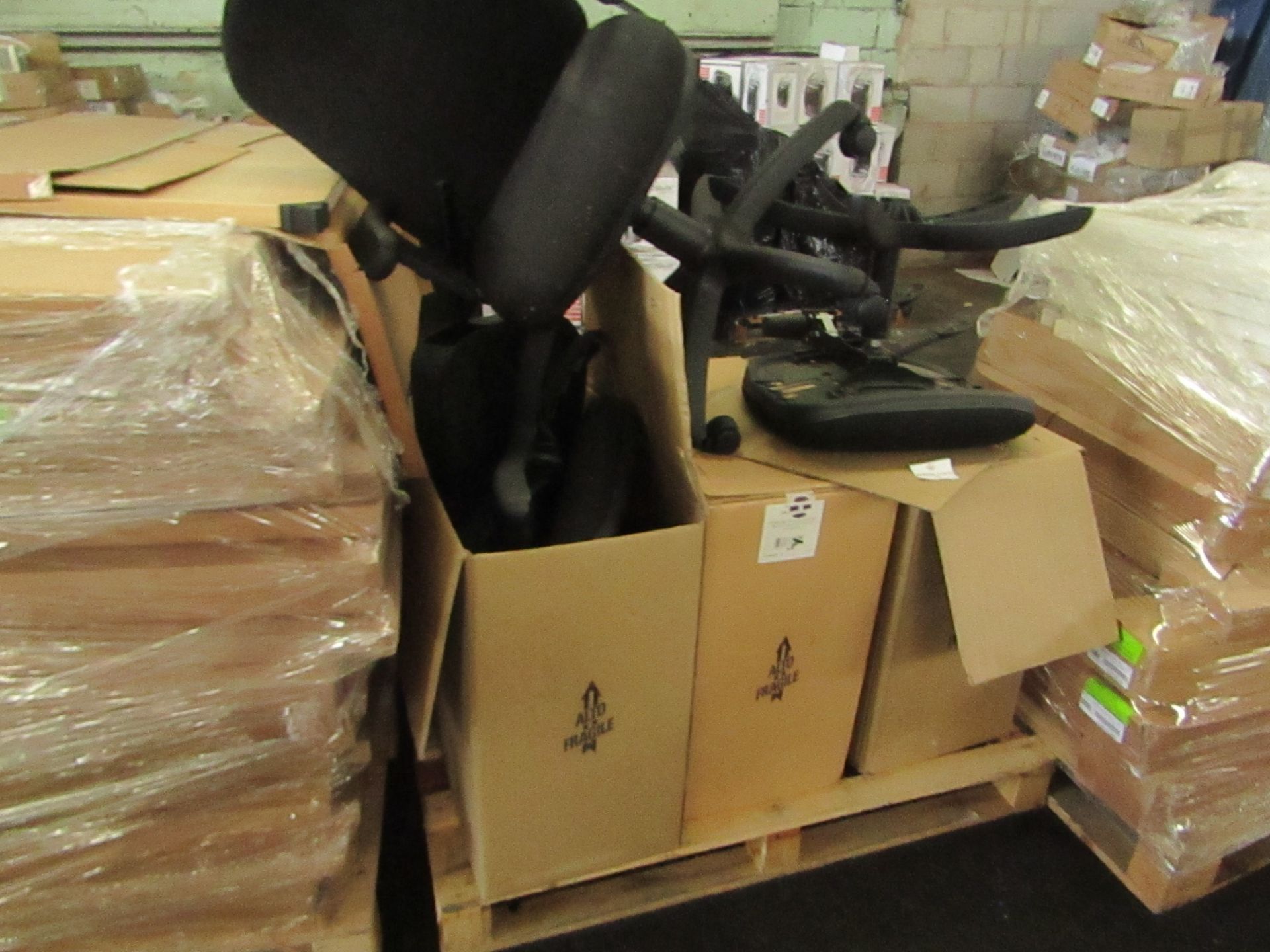 1 X PALLET OF 5 X HOFY DESK CHAIRS. LOOK UNUSED BUT UNCHECKED