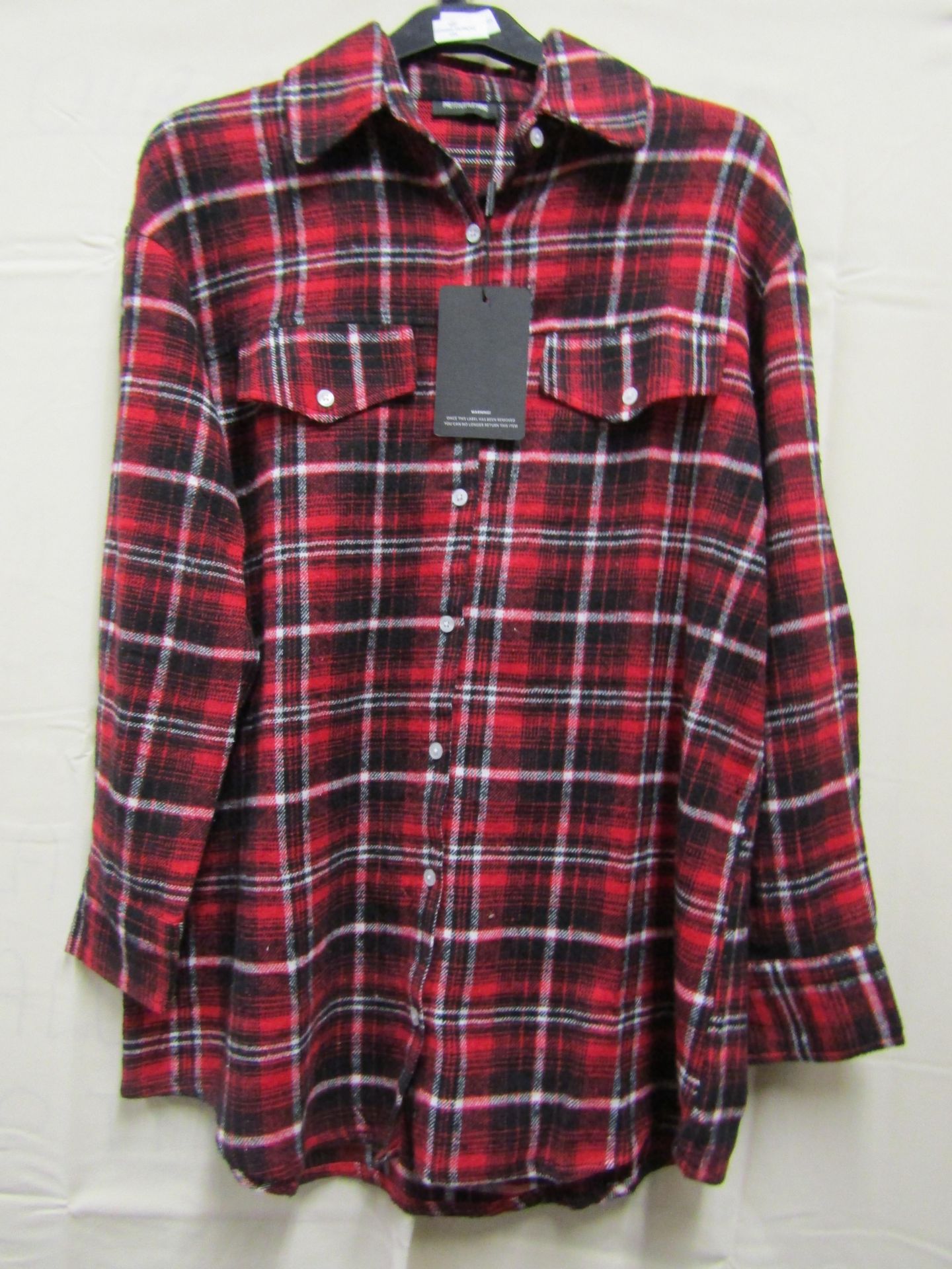 PrettyLittleThing Red Check Shirt One Size New With Tags