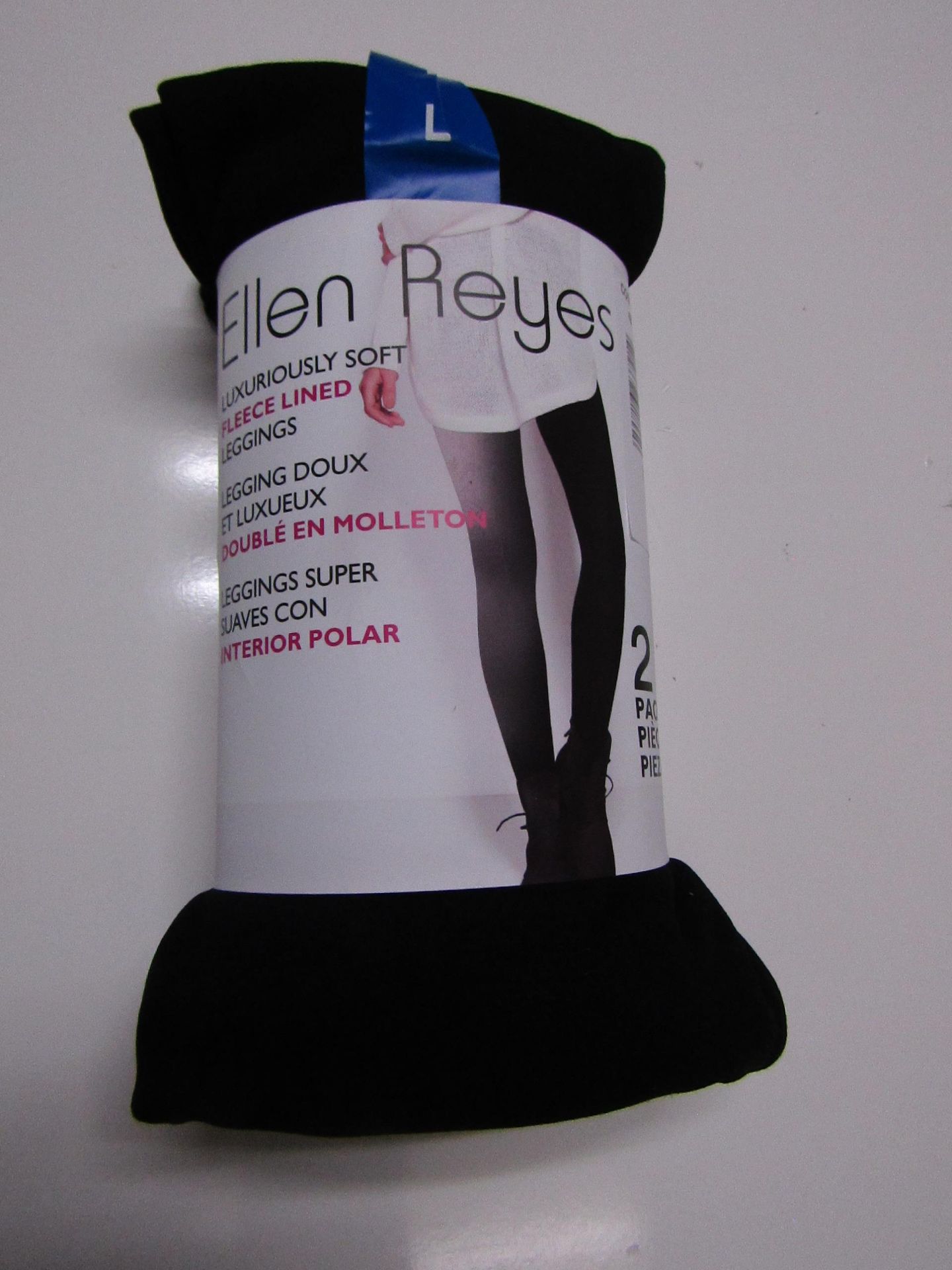 1 X PK of 2 Ellen Reyes Fleecy Lined Leggings Black Size L new & Packaged