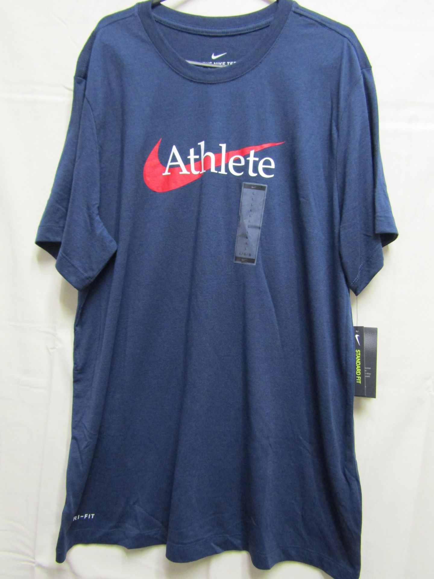 Nike T/Shirt Navy With Red & White Motif Size L new With Tags