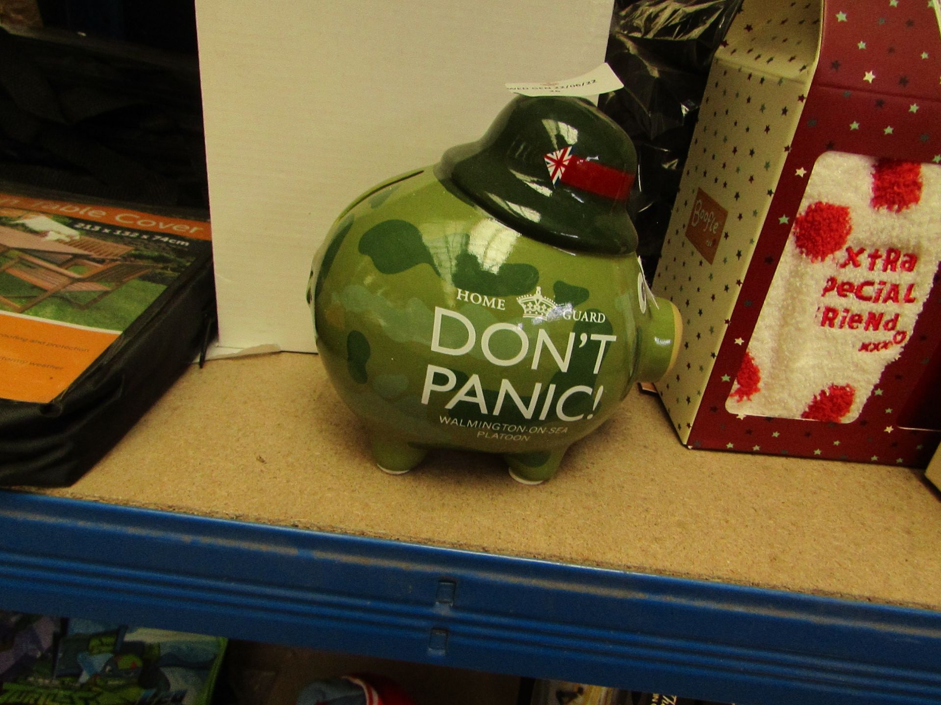 2 x Home Guard "Don't Panic" ceramic Money boxes - New.