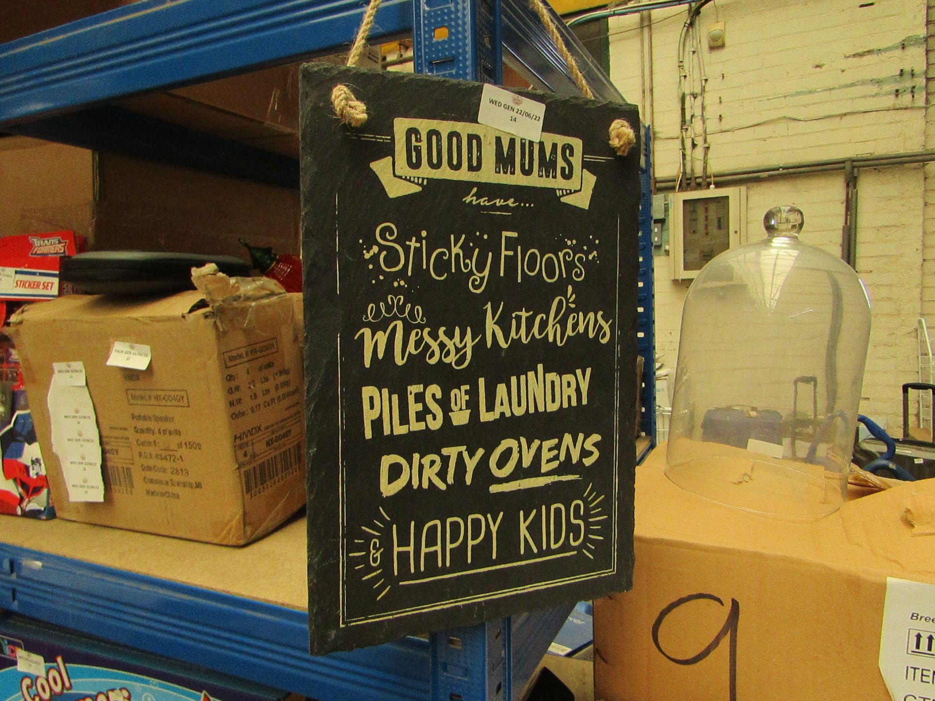 " Good Mums " Hanging Slate Plaque - No Packaging.