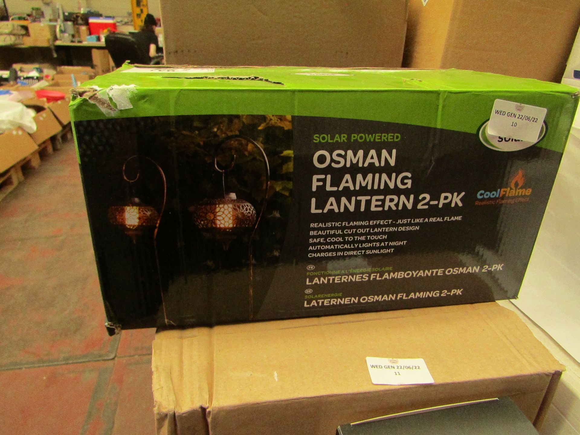 Smart Solar - Solar Powered Osman Flaming Lantern 2-Pack - Unchecked & Boxed.