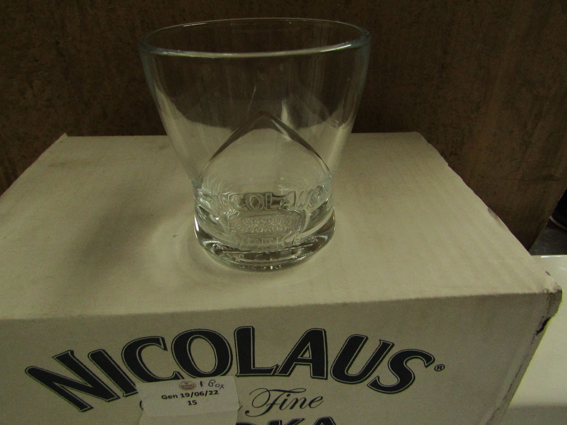 Nicolaus Vodka - Set of 6 Glass Tumblers - Unused & Boxed.