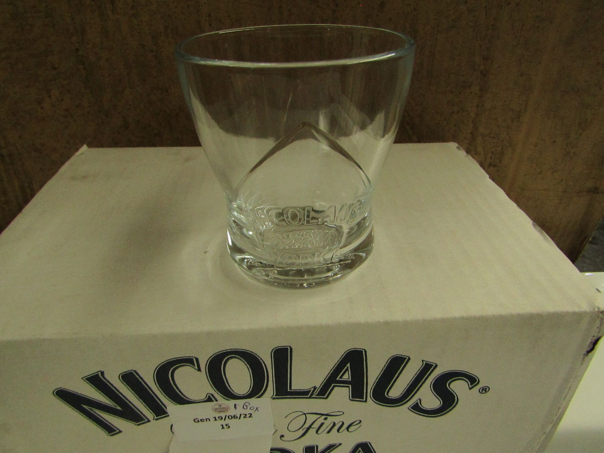 Nicolaus Vodka - Set of 6 Glass Tumblers - Unused & Boxed.