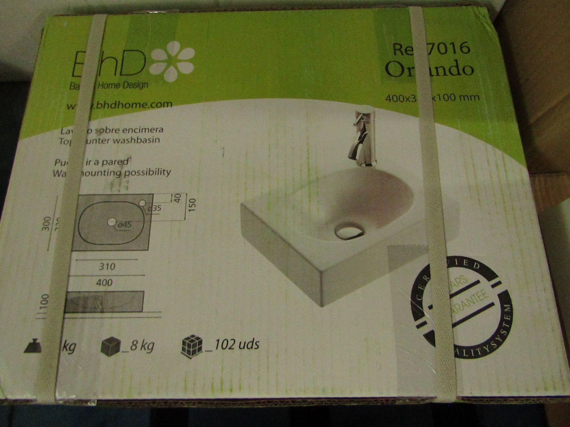 BhD - Orlando Wall-Mountable Basin ( 400x300x100cm ) - Unchecked & Boxed.