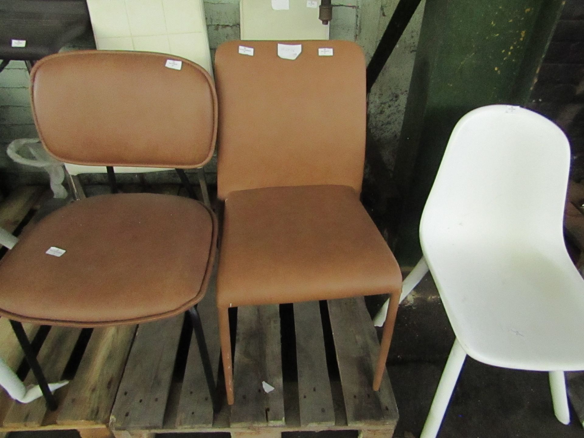 | 1X | DWELL SVELTE DINING CHAIR, TAN | GOOD CONDITION APART FROM A FEW MARKS ON THE LEGS | RRP £